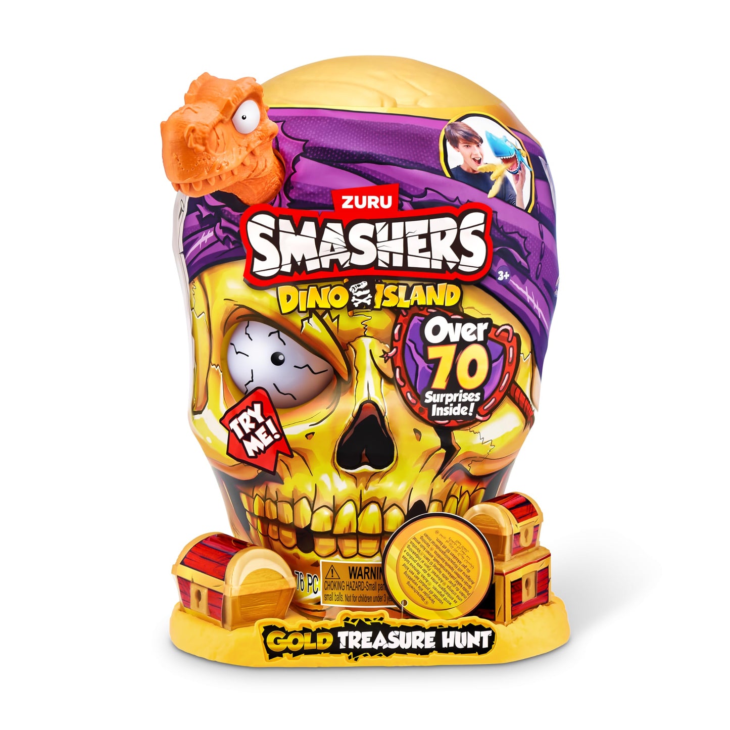 Smashers Dino Island Gold Treasure Hunt (Orange) by ZURU - Interactive Collectable Treasure Hunt Themed Toy