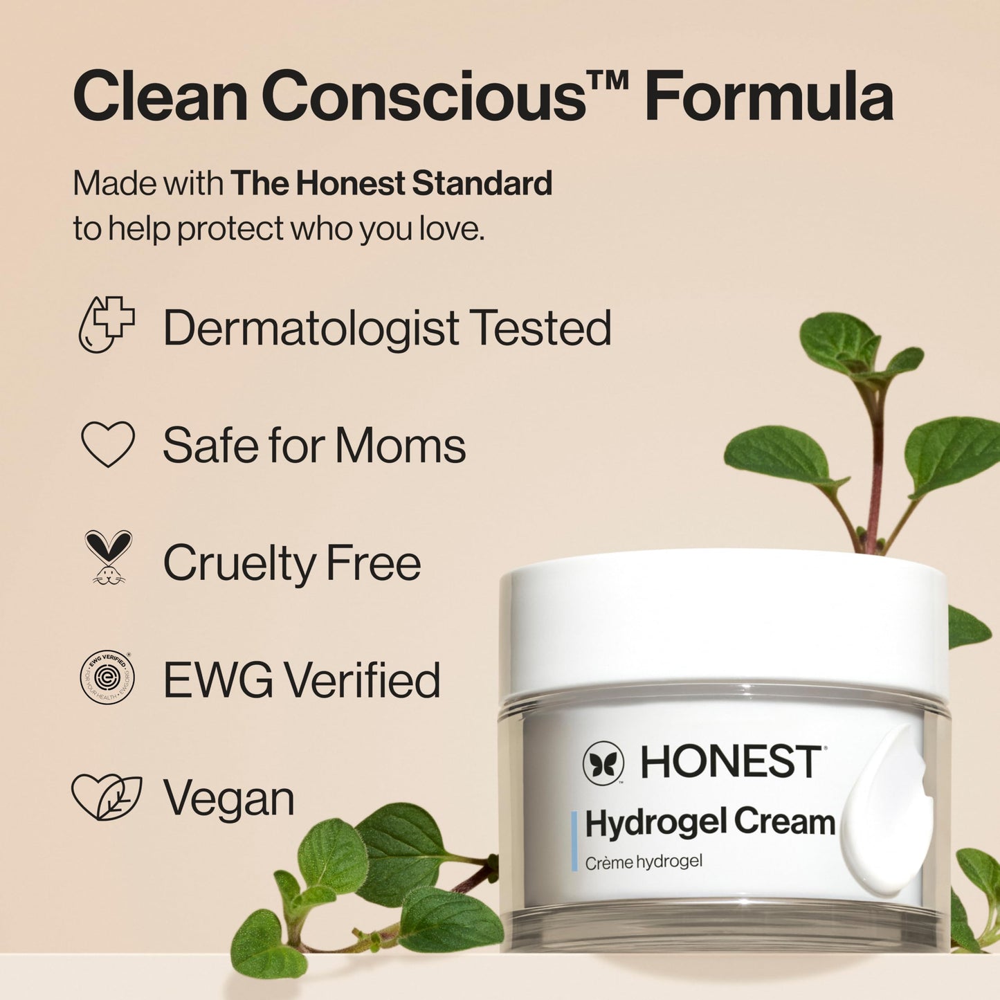 Honest Beauty Hydrogel Cream with Hyaluronic Acid - Lightweight, Hydrating Water Cream for Sensitive Skin, Fragrance-Free, Vegan, 1.7 fl oz