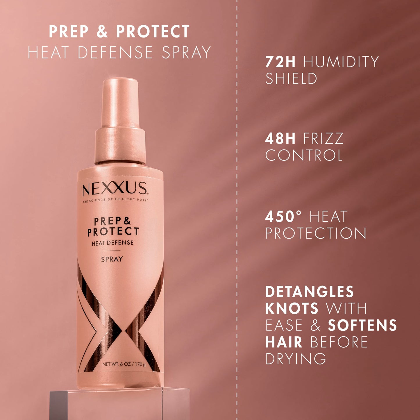 Nexxus Heat Defense Spray Prep & Protect for 450 degree heat protection, with StyleProtect Technology 6 oz
