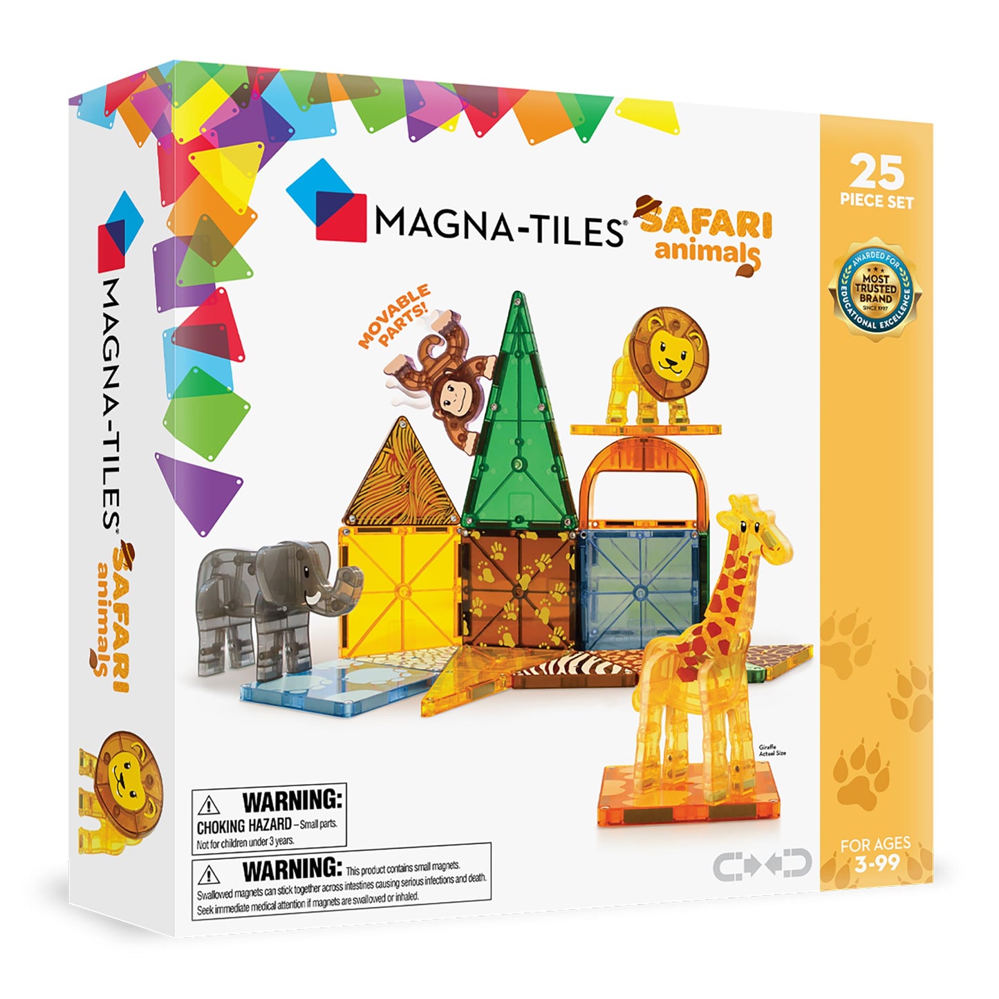 MAGNA-TILES Safari Animals 25-Piece Magnetic Construction Set, The ORIGINAL Magnetic Building Brand