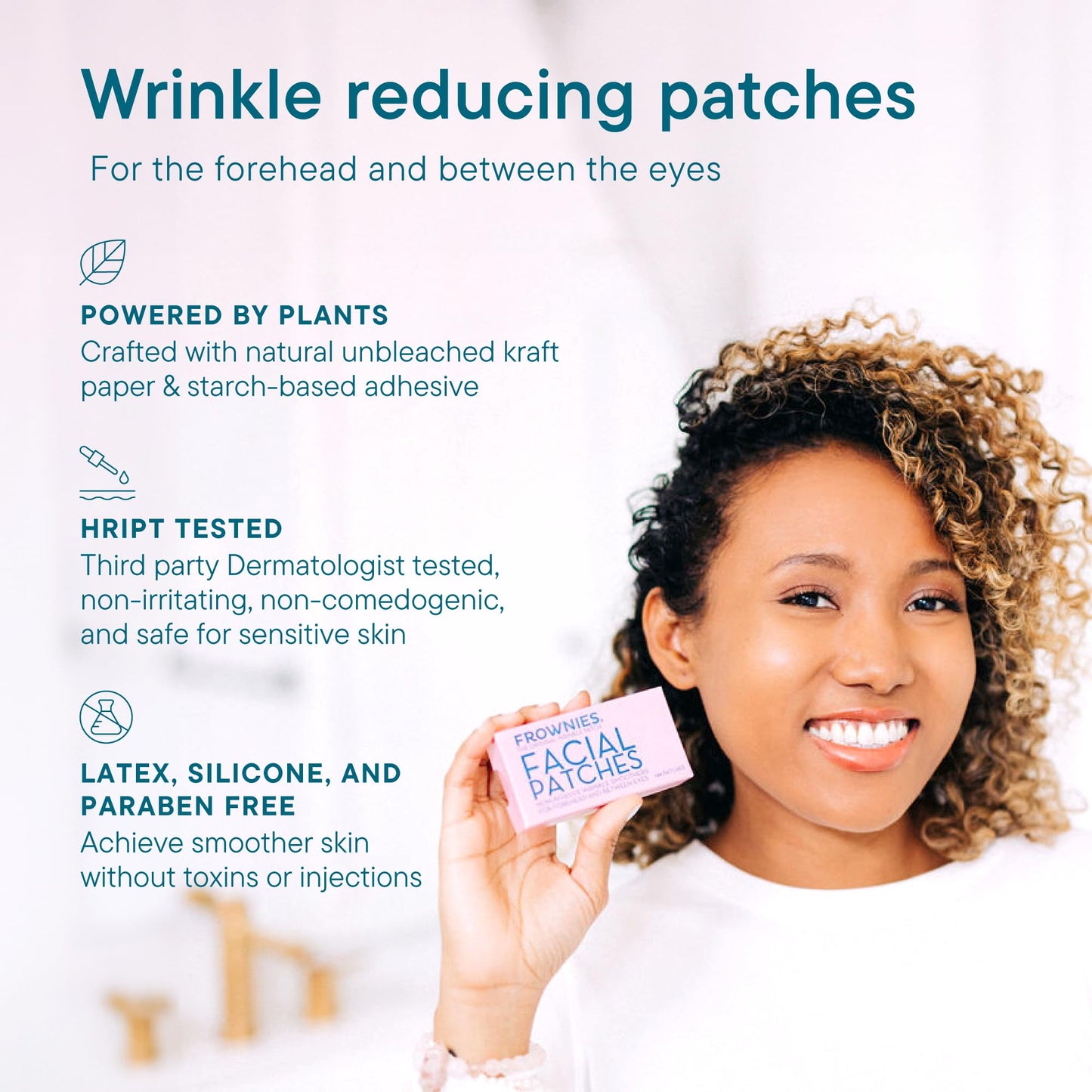 Forehead & Frown Line Patches - 144ct Hypoallergenic Strips to Smooth Wrinkles Between Eyes & Forehead Lines Overnight, Gentle & Effective