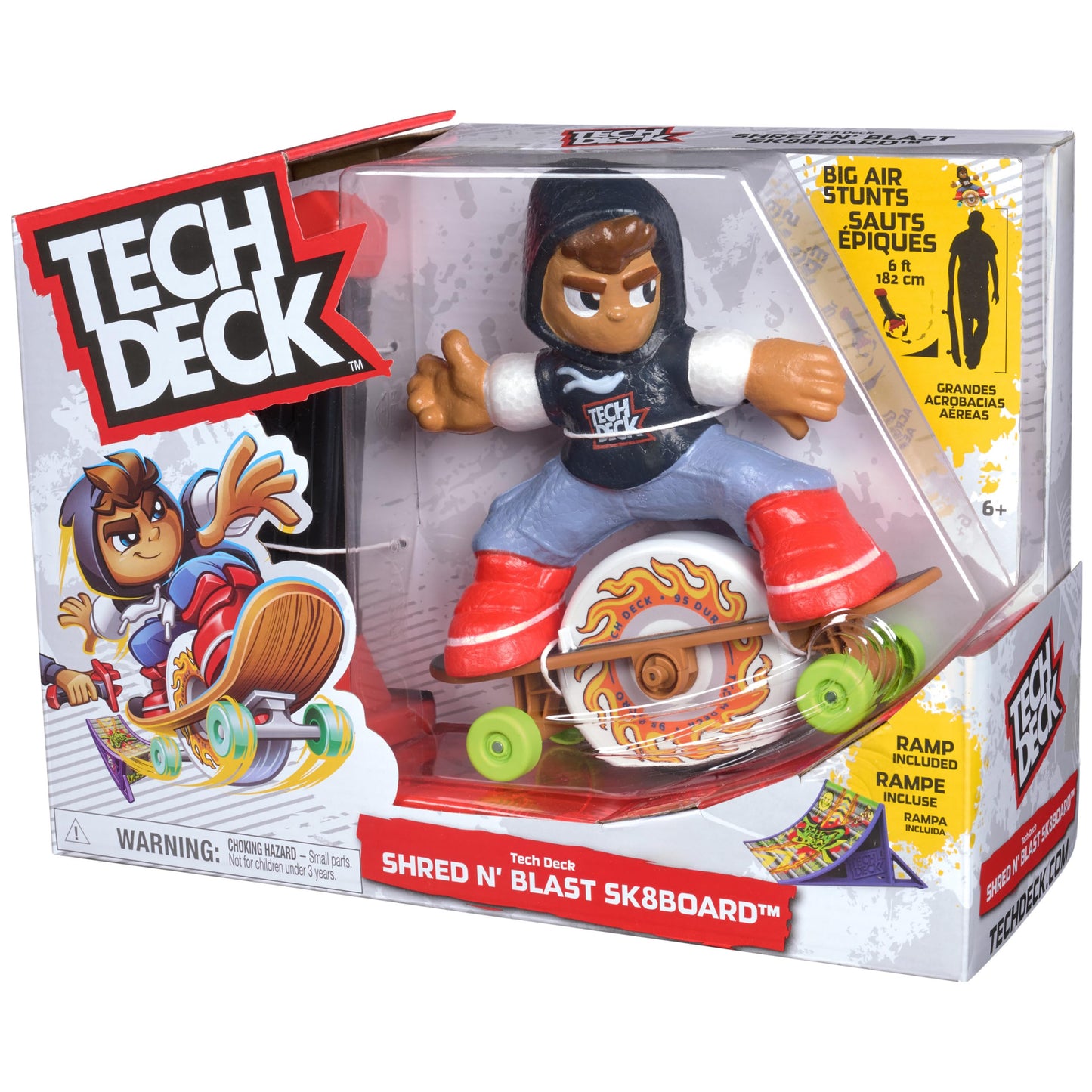 Tech Deck Shred N' Blast Motorized Finger Skateboard with Rider & Ramp for Tricks & Jumps, Kids Toys Ages 6+