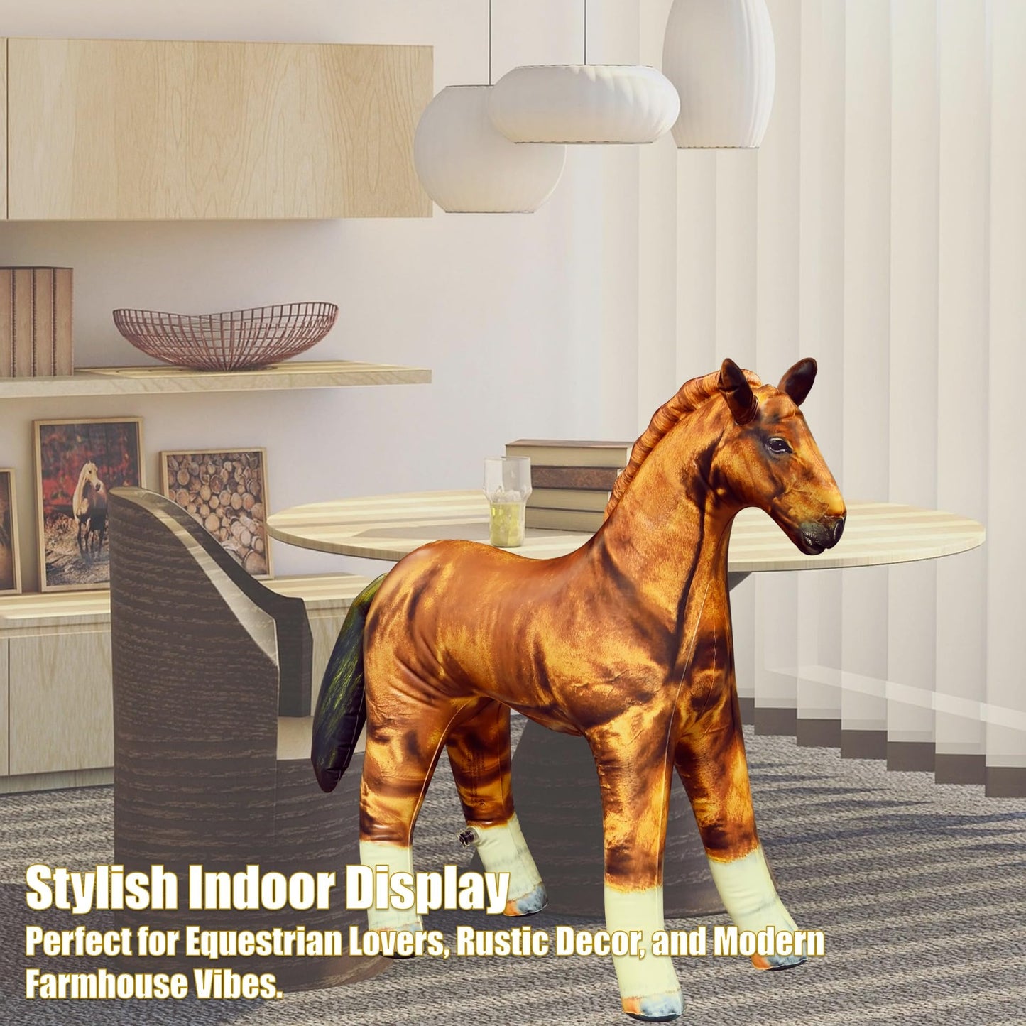 Jet Creations 38" Inflatable Golden Brown Horse Toy for Kids 3+ – Halloween, Birthday, Fall & Western Party, Yard Decor, Photo Prop