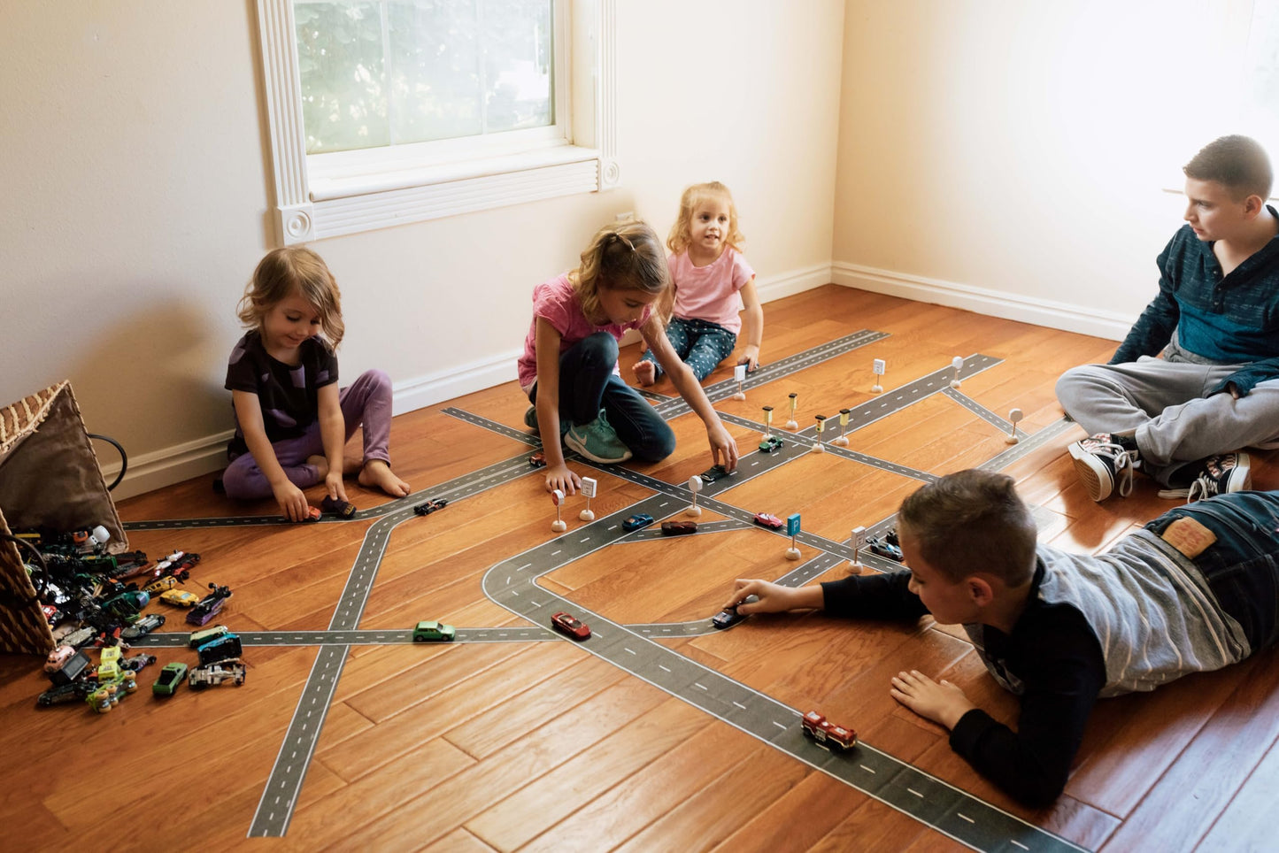 PlayTape Road Tape for Toy Cars - Sticks to Flat Surfaces, No Residue; 2 inch Wide x 30 ft Asphalt Road