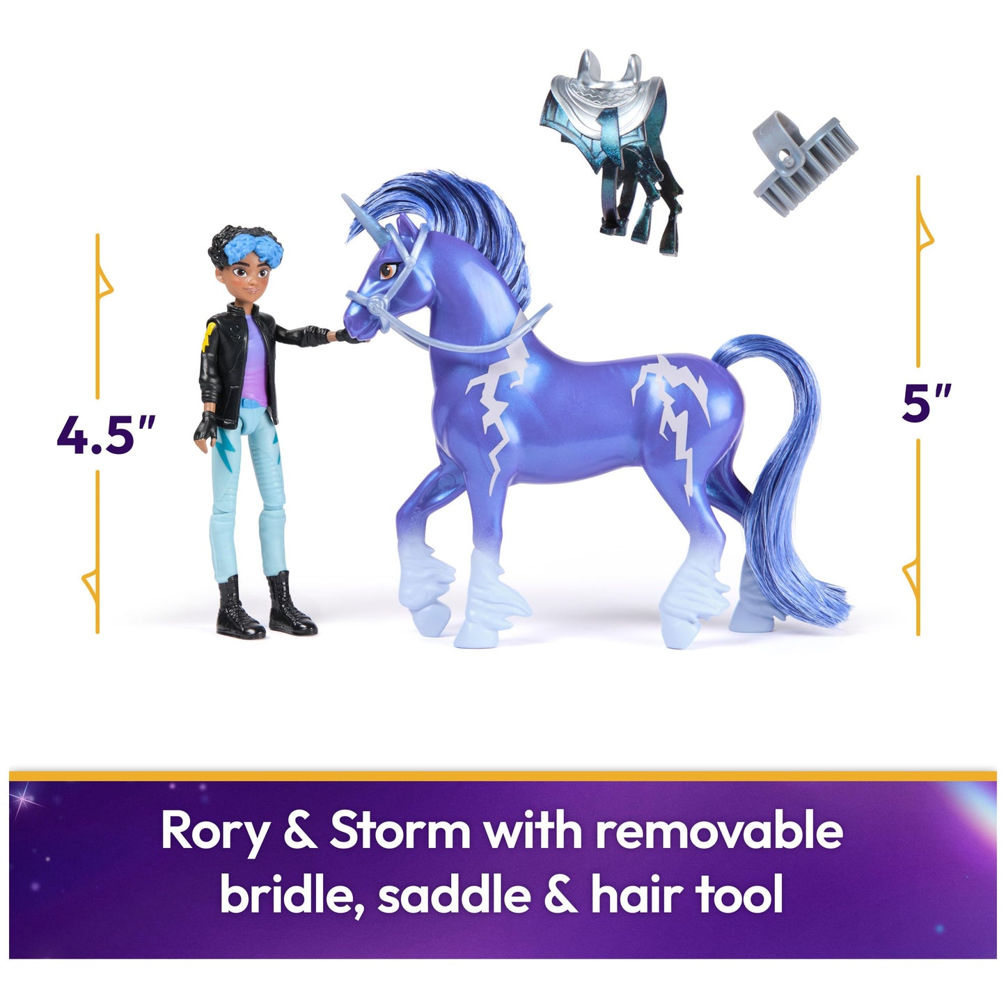 Unicorn Academy, Rory & Storm Set with 2 Riding Accessories & Hair Styling Tool, Dolls & Unicorn Toys for Girls Ages 4 and up