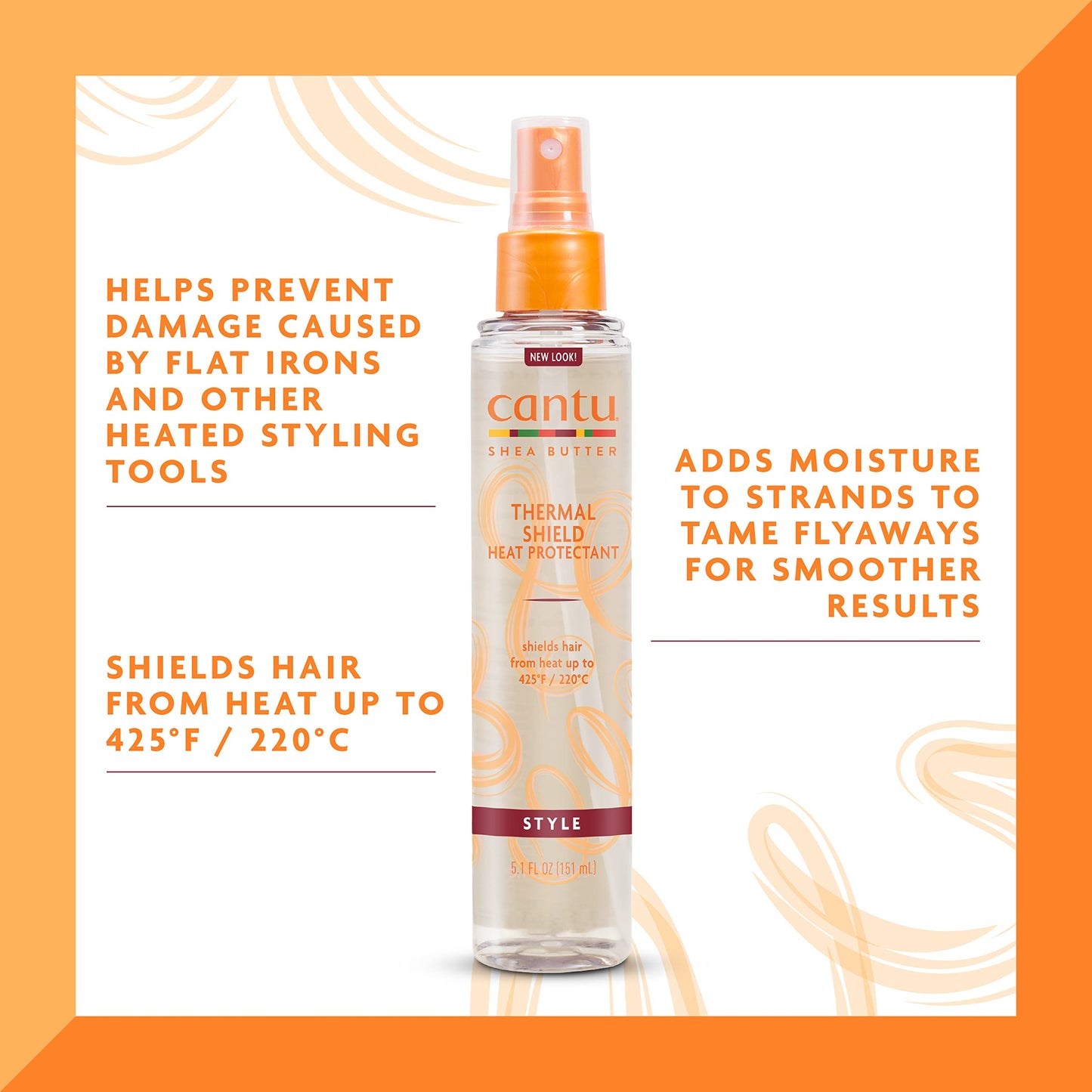 Cantu Thermal Shield Heat Protectant with Shea Butter, 5.1 fl oz (Pack of 3)