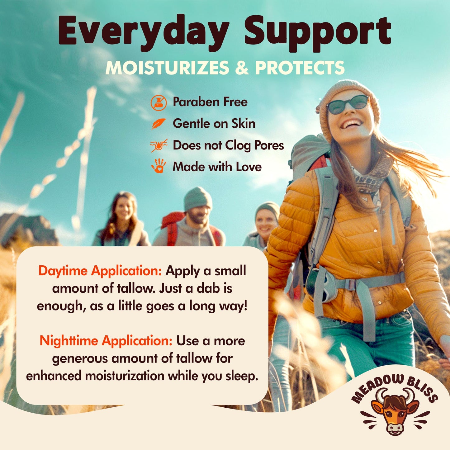 Meadow Bliss Whipped Beef Tallow Cream 2oz – 100% Grass-Fed, Organic Shea & Jojoba, Moisturizer for Eczema & Rosacea, Citrus Breeze