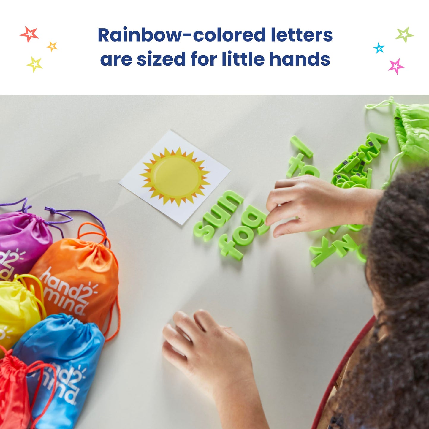 hand2mind Rainbow Lowercase Magnetic Letters for Kids – Alphabet Letter Magnets for Kindergarten, Word Building & Letter Recognition (Set of 6)