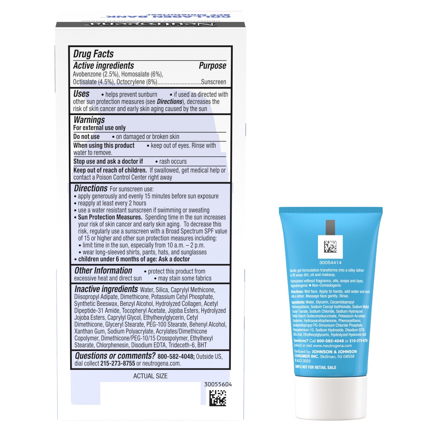 Neutrogena Collagen Bank Face Moisturizer SPF 30 Anti-Aging Cream with Micro-Peptides, No White Cast 2oz + Hydro Boost Cleanser 0.5oz