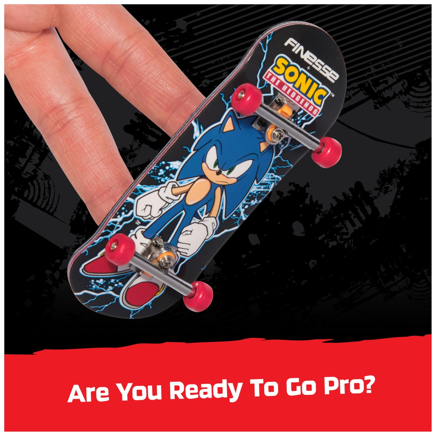 TECH DECK Finesse X Sonic The Hedgehog Pro Series Fingerboard with Storage Display – Authentic Mini Skateboard Toy for Kids 6+