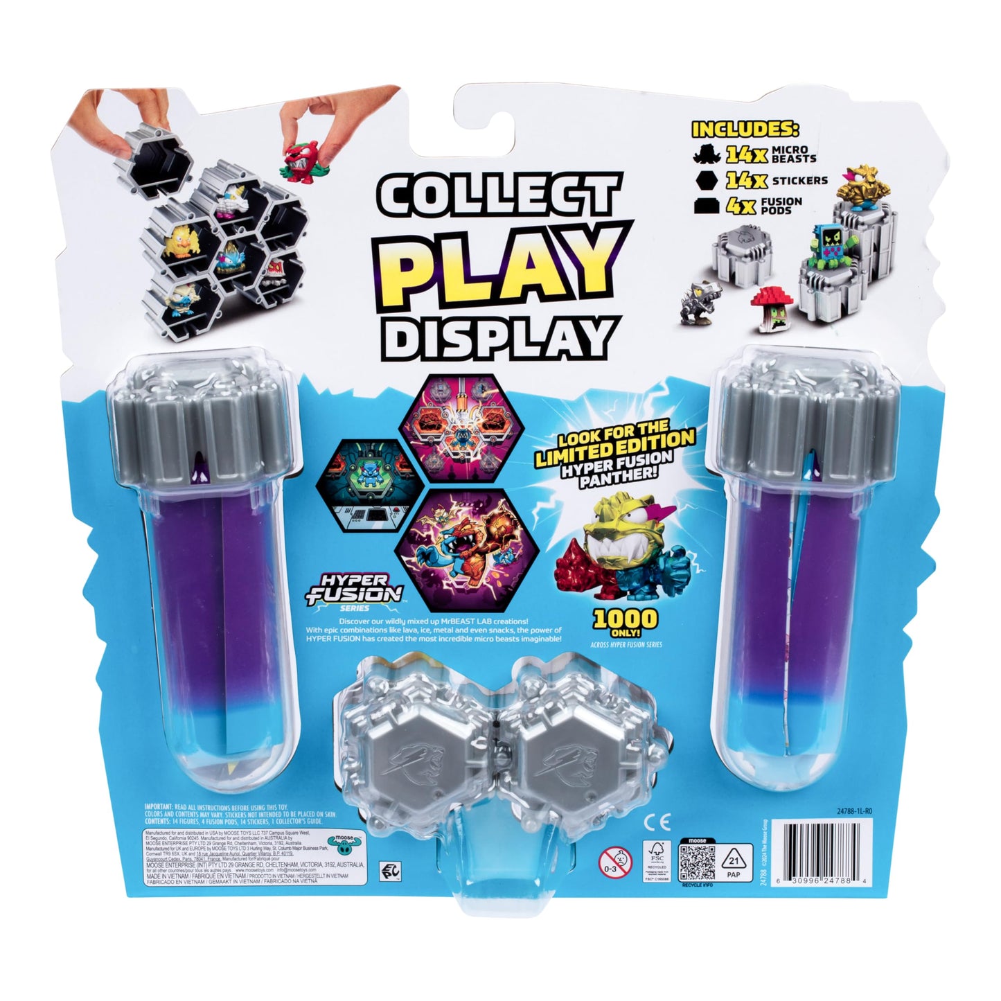 MRBEAST LAB Swarms Series 3 Hyper Fusion 14-Pack Micro Beasts with Stickers & Fusion Caps to Build Your Own Milk Bones