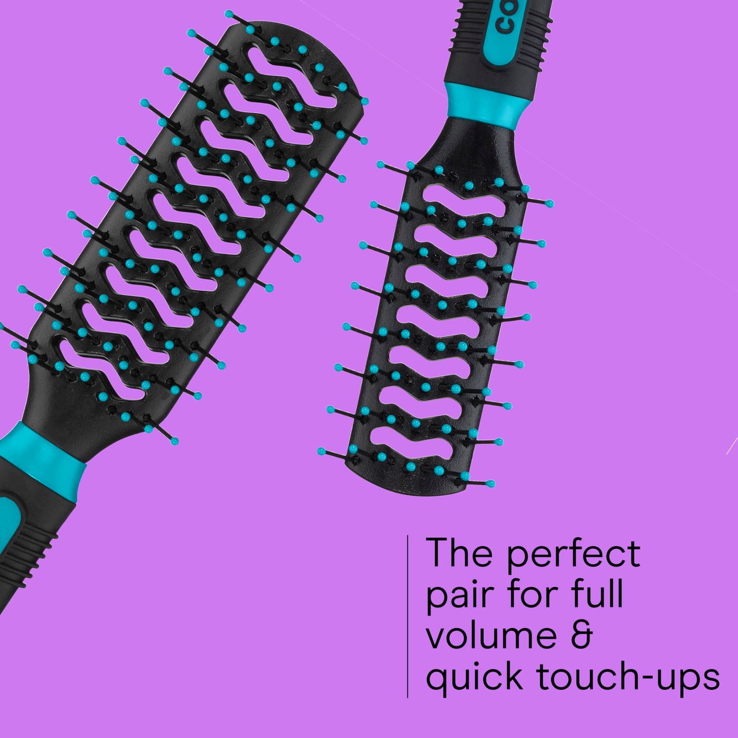 Conair Grip & Lift Vent Hairbrush 2PK, Full-Size and Mid-Size Brush Set, Nylon Bristle Hairbrushes for Blowout Styling, Value Pack