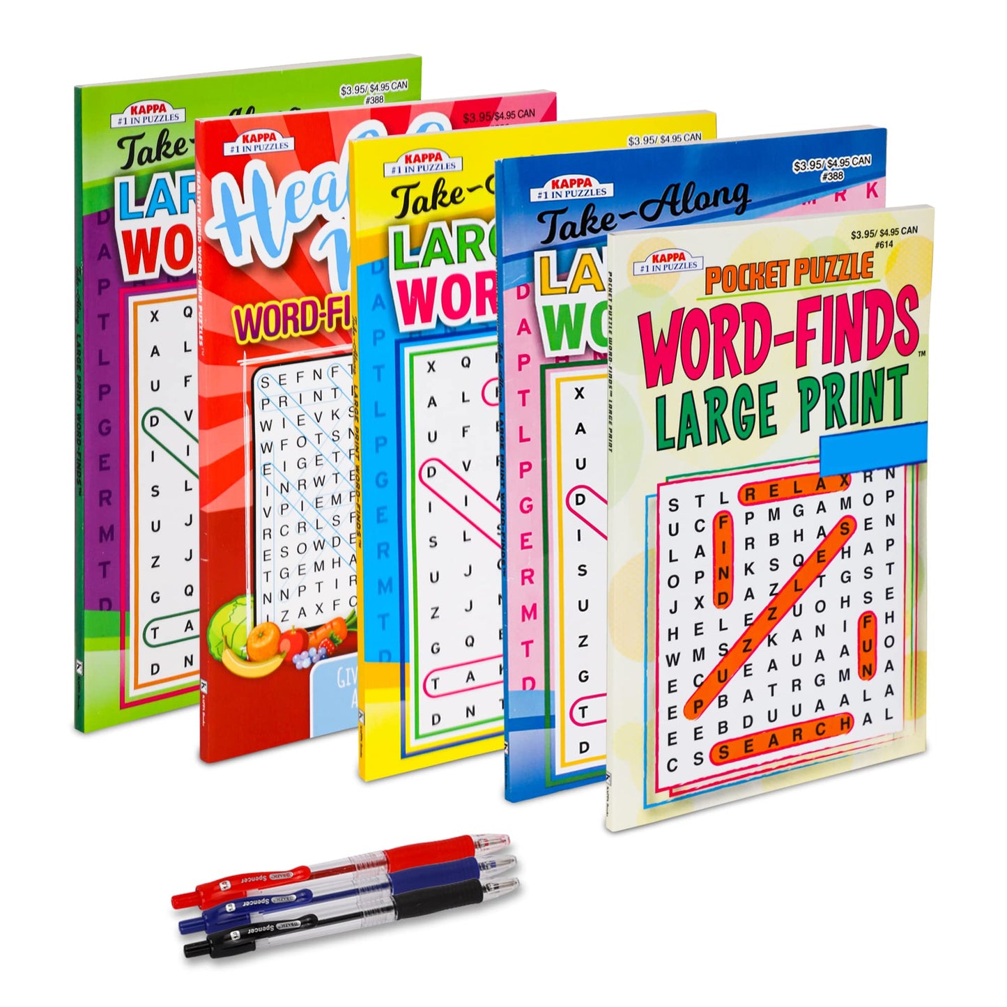 5-Pack Travel-Size Sudoku & Word Search Puzzle Books – 450+ Puzzles, Large Print, Brain Stimulation for Adults & Seniors, 8"x5" Digest