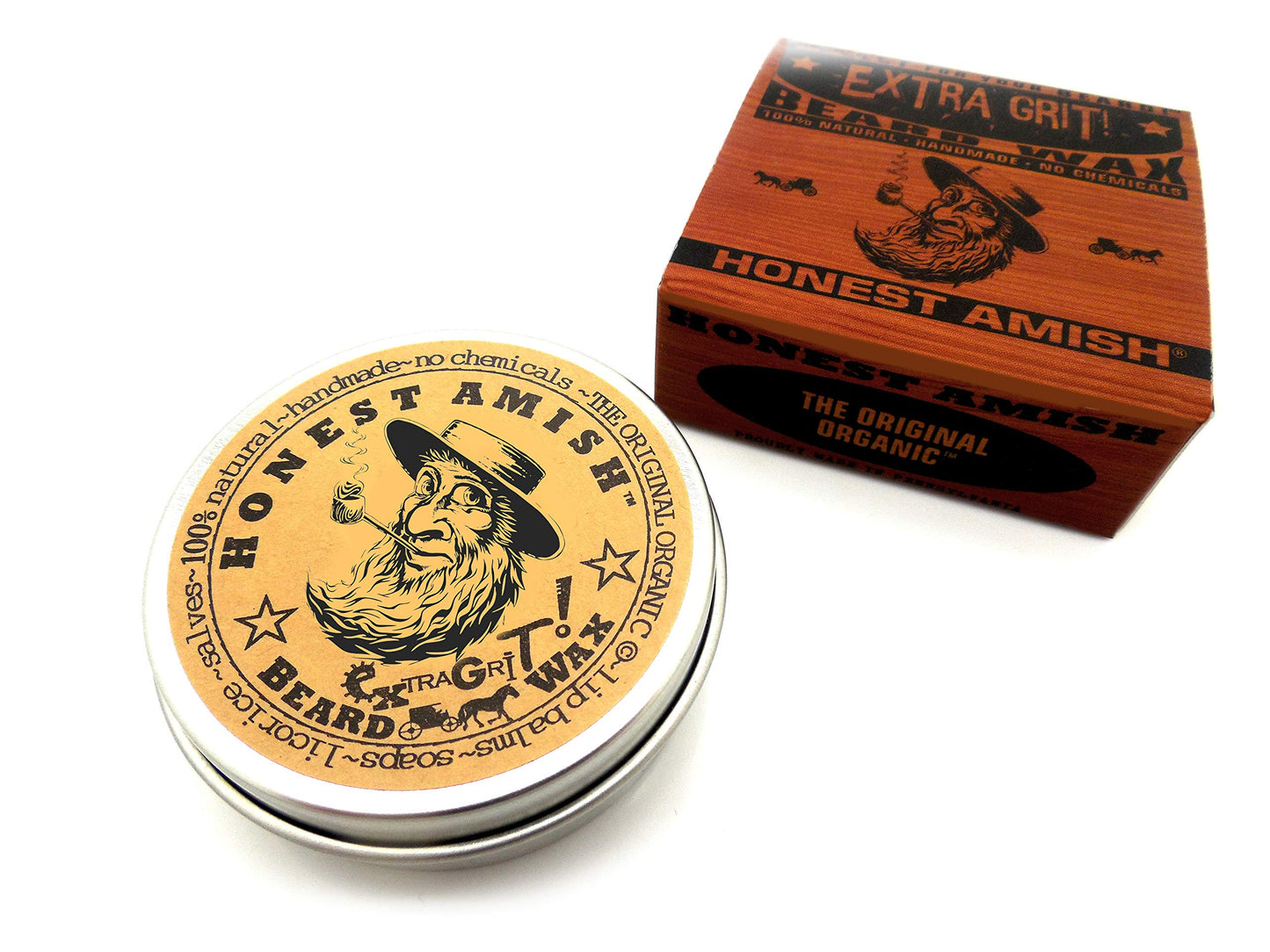 Honest Amish Extra Grit Beard Wax - Natural and Organic - Hair Paste and Hair Control Wax - 2 ounce