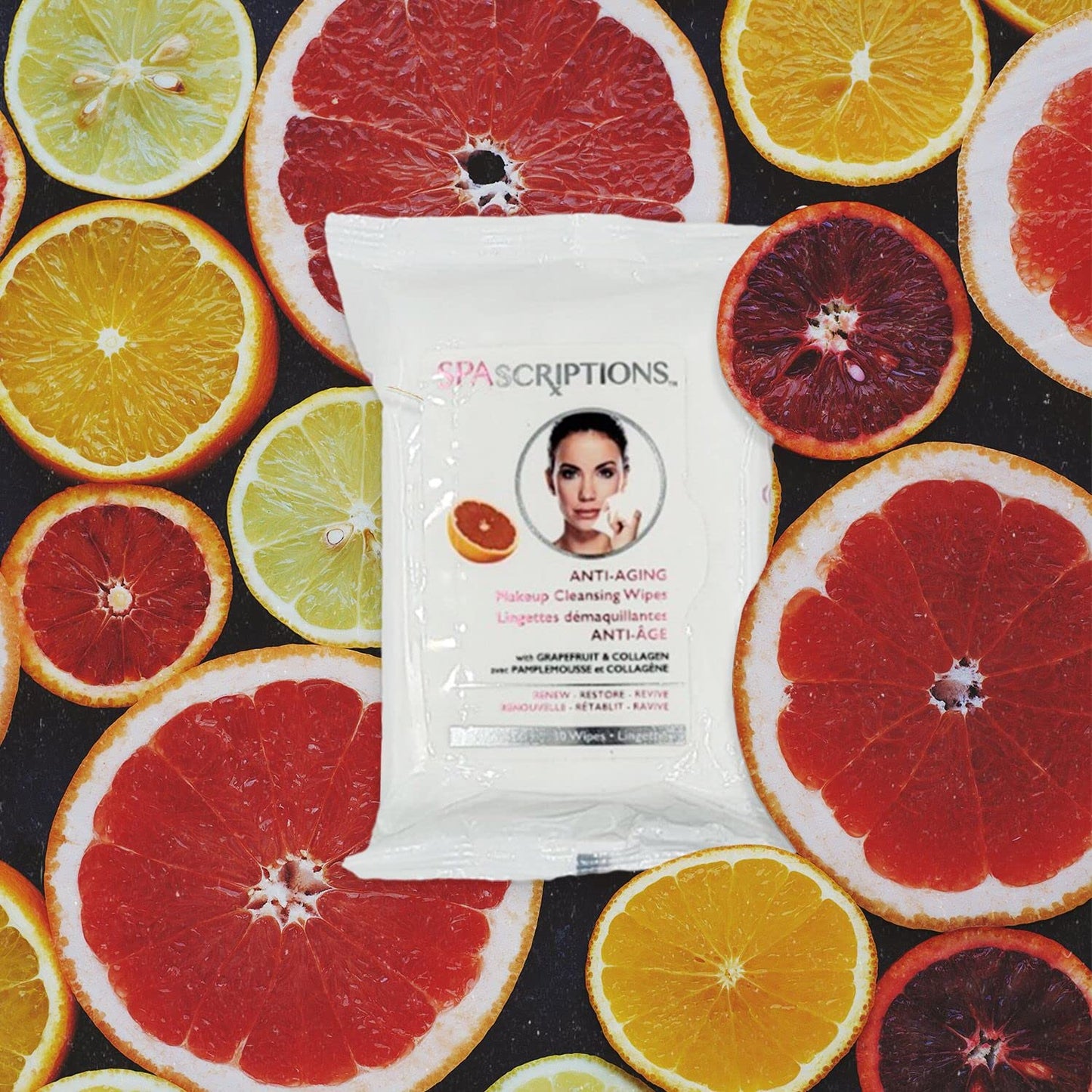 Spascriptions™ Anti-Aging Brightening Towelettes – Moisturizing, Pore-Refining, Collagen & Vitamin C, Removes Waterproof Makeup, 120 Ct, 4 Pack