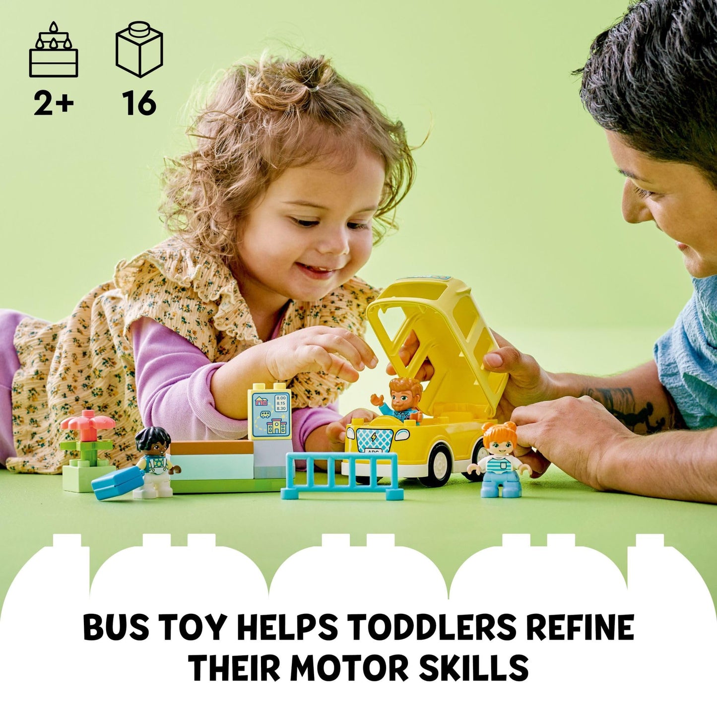 LEGO DUPLO Town Bus Ride 10988 Building Toy Set for Toddlers Ages 2+, Preschool Learning STEM Toy, Fun Bus Ride & Friendship Playset