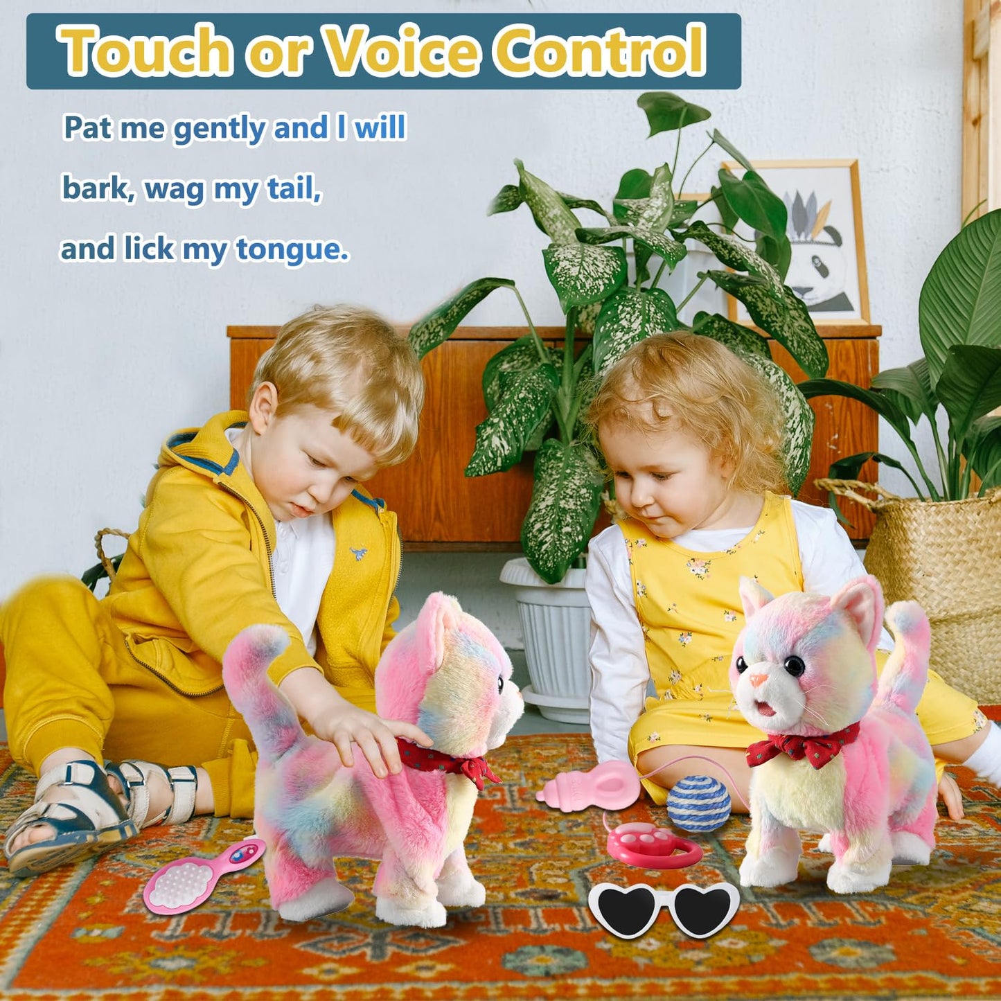 Interactive Talking & Dancing Cat Toy – Colorful Leash, Singing, Voice Control, Mimics Speech, Plush Electric Kitty for Kids & Girls