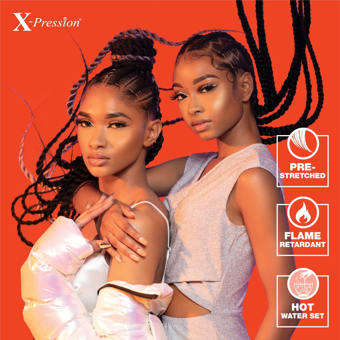 Sensationnel X-Pression 3X Pre-Stretched Braiding Hair 58" – Kanekalon Flame Retardant Synthetic Braid for Box Braids & Twists, 1B Off Black (1 Pack)