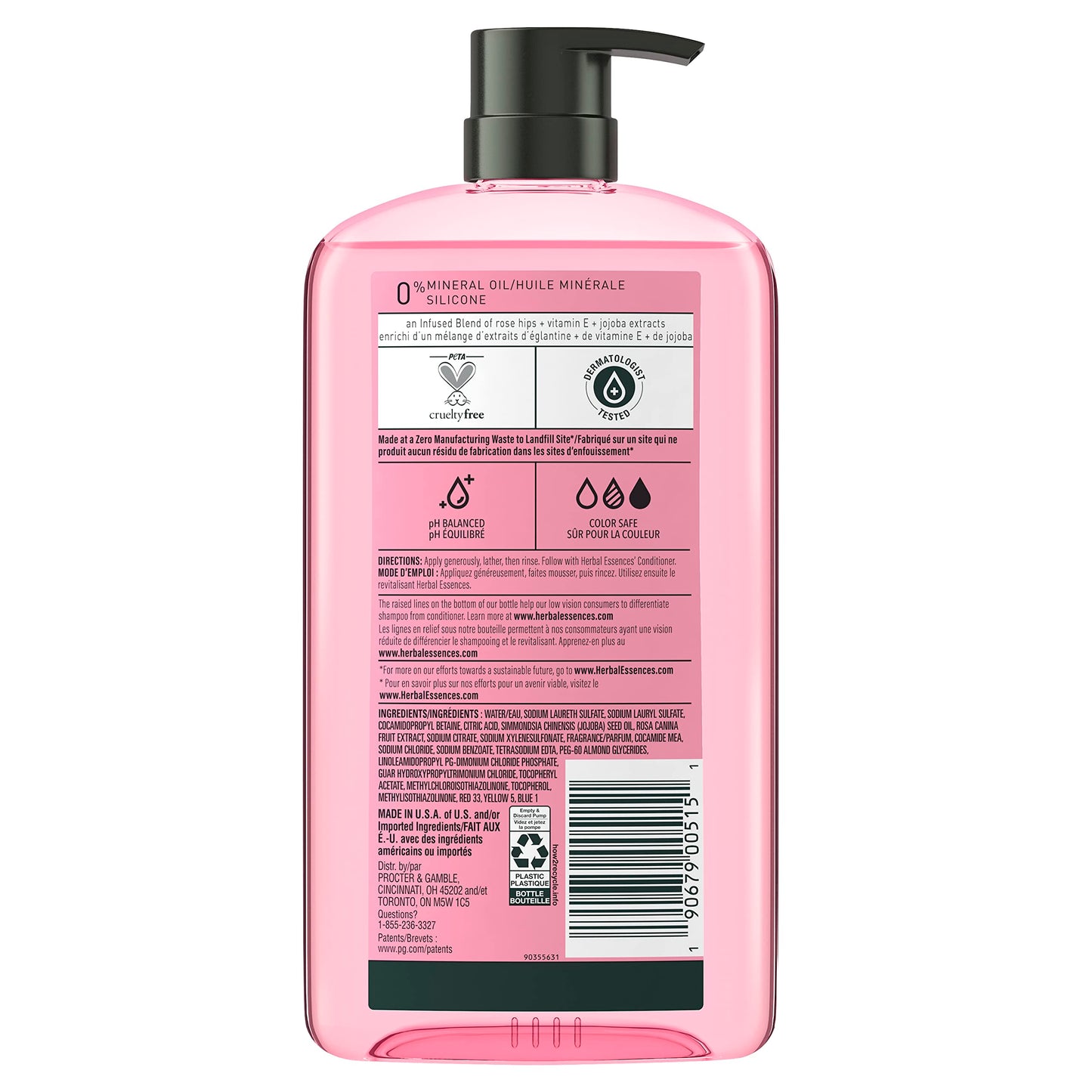 Herbal Essences Rose Hips Shampoo with Vitamin E & Jojoba – Smooth, Shiny, Color-Safe Hair, Floral Scent, Cruelty-Free, 29.2 Fl Oz