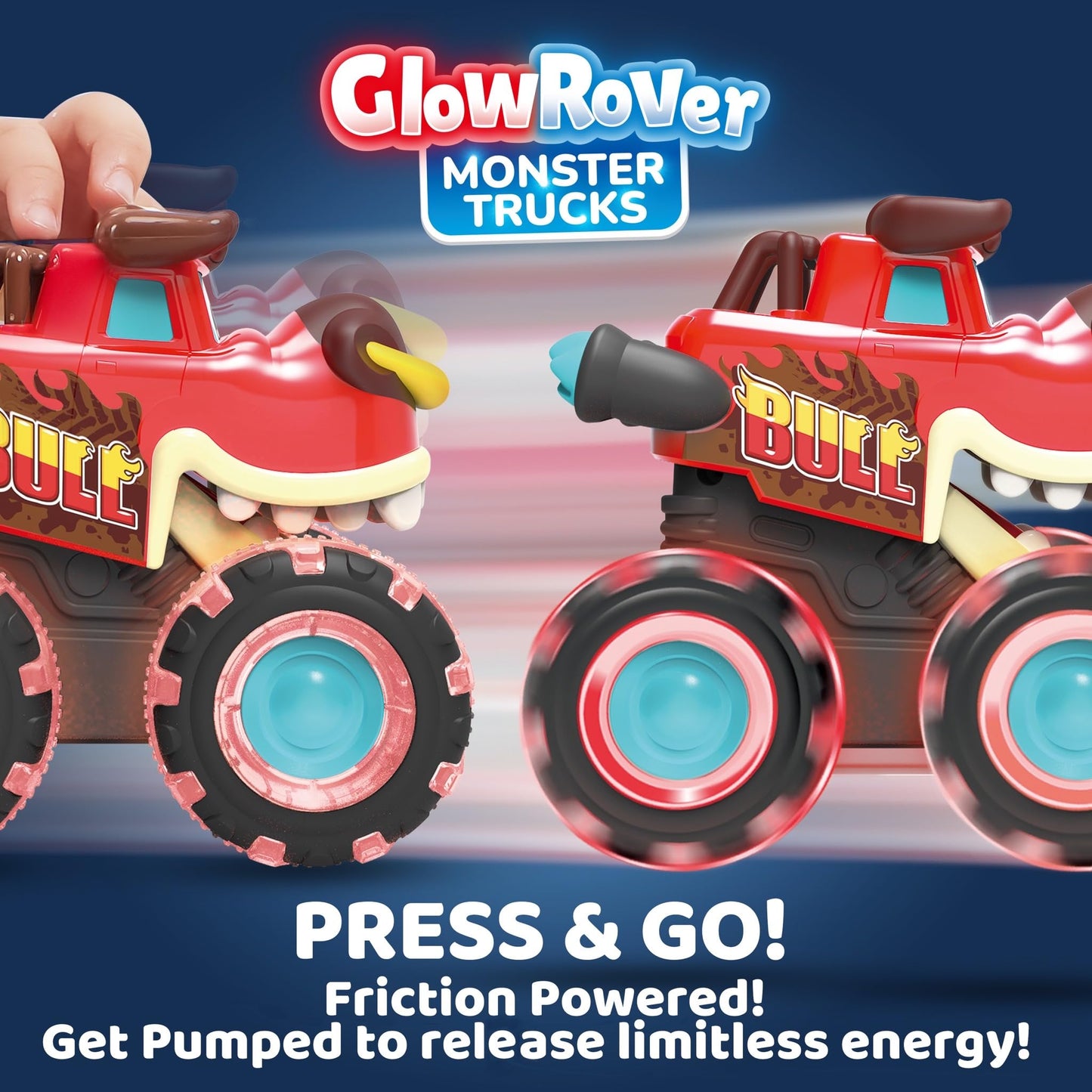 JOYIN 3-Pack Monster Truck Toys – Motion-Activated Light-Up Press & Go Cars for Toddlers, Boys Birthday & Christmas Gifts
