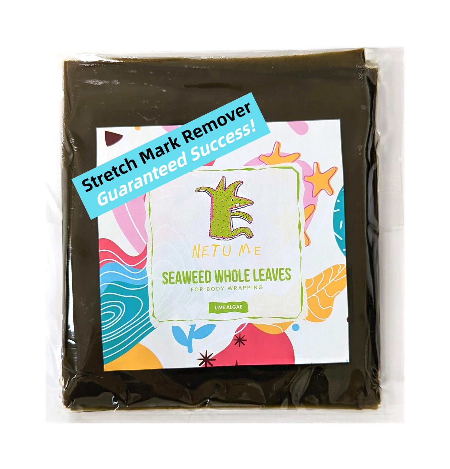 Kelpatch Stretch Marks Remover & Tighten Skin Whole Seaweed Leaves Body Wrap With Marine Collagen, Gotu Kola, Niacinamide, and Vitamin C.