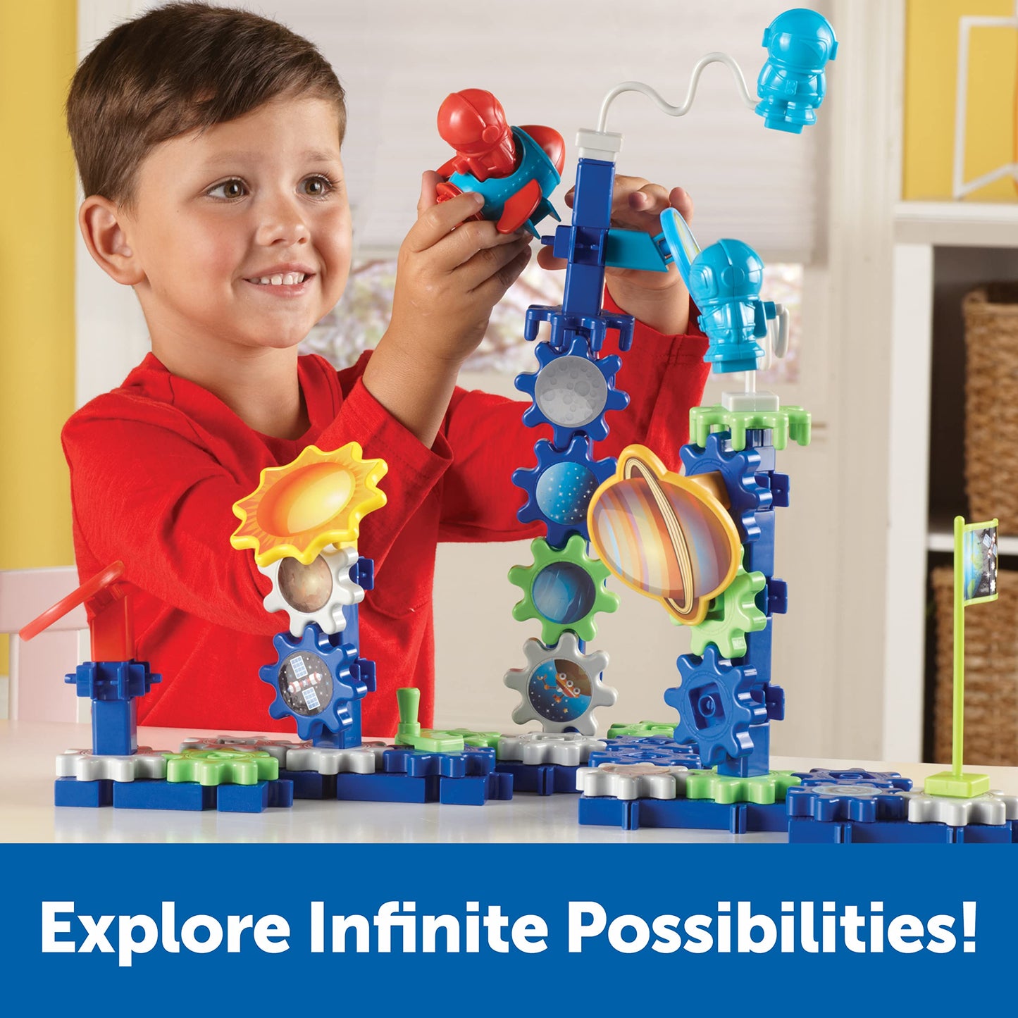 Learning Resources Gears! Gears! Gears! Space Explorers Building Set, 77 Pieces, Ages 4+, Gears & Construction Toy, STEM Toys, Gears for Kids