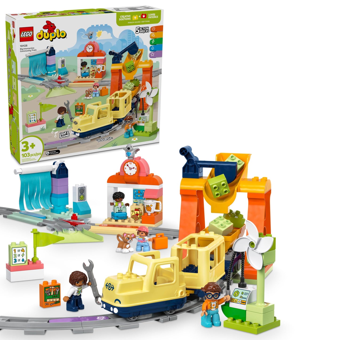LEGO DUPLO Town Big Interactive Community Train Set for Toddlers, Ages 3+ – Educational Playset, Birthday & Holiday Gift, 10428