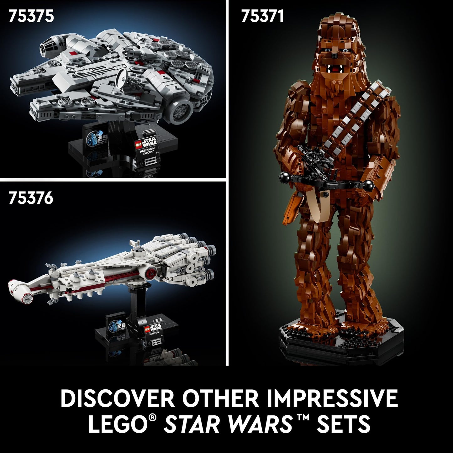 LEGO Star Wars Millennium Falcon 25th Anniversary Set 75375, Collectible Building Kit for Adults, Display Stand, Iconic Starship Gift