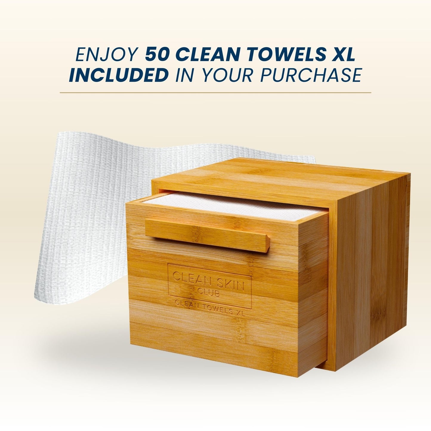 Clean Skin Club Luxe Bamboo box with Drawer + 50 XL Towels