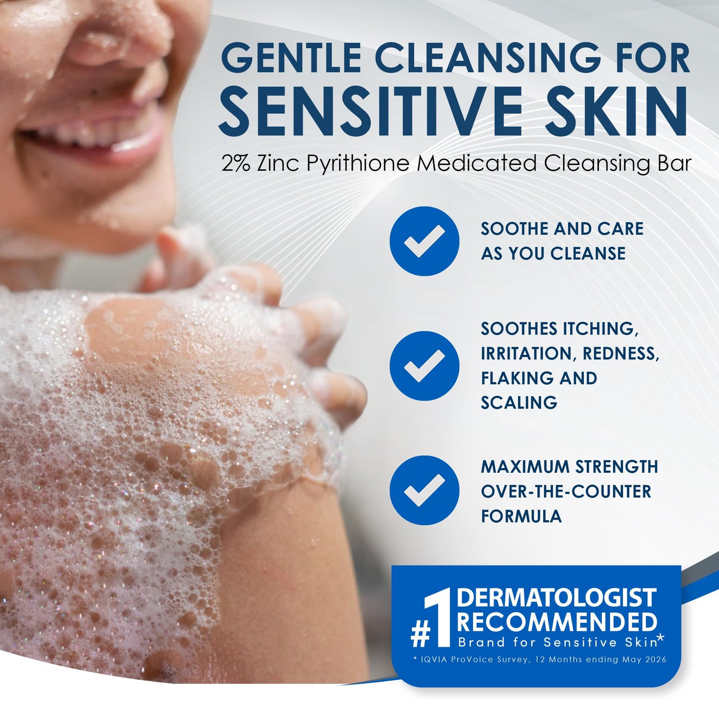 Vanicream Z Bar Medicated Soap for Seborrheic Dermatitis & Dandruff, 2% Pyrithione Zinc, Soothes Itching & Redness, 3.5 oz