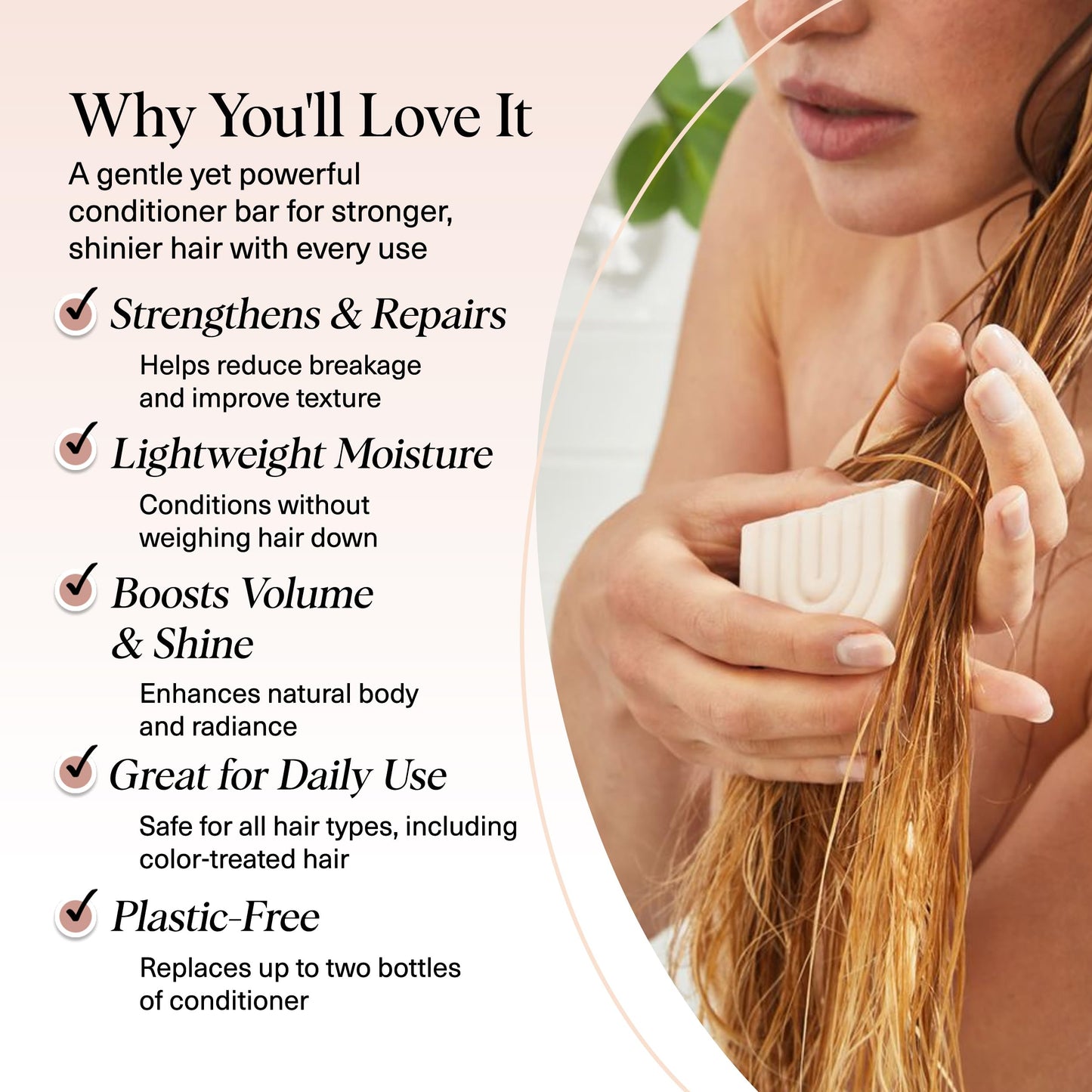 Kitsch Rice Water Conditioner Bar – Strengthen Hair, Repair Damage, Prevent Split Ends & Boost Shine – Paraben, Silicone & Sulfate-Free, 2.7 oz