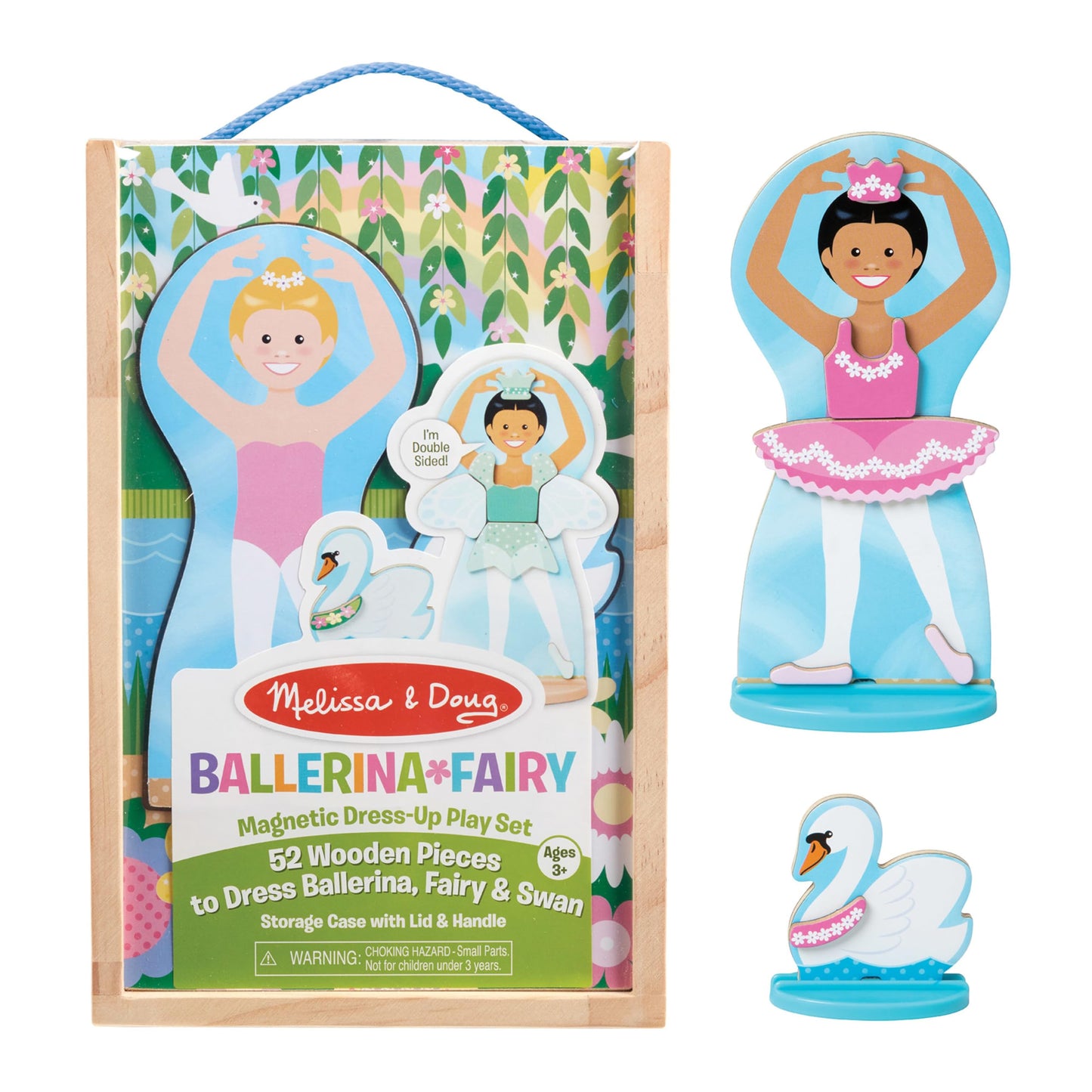 Melissa & Doug Ballerina And Fairy Magnetic Dress-Up Double-Sided Wooden Doll And Swan Pretend Play Set (52 pcs)