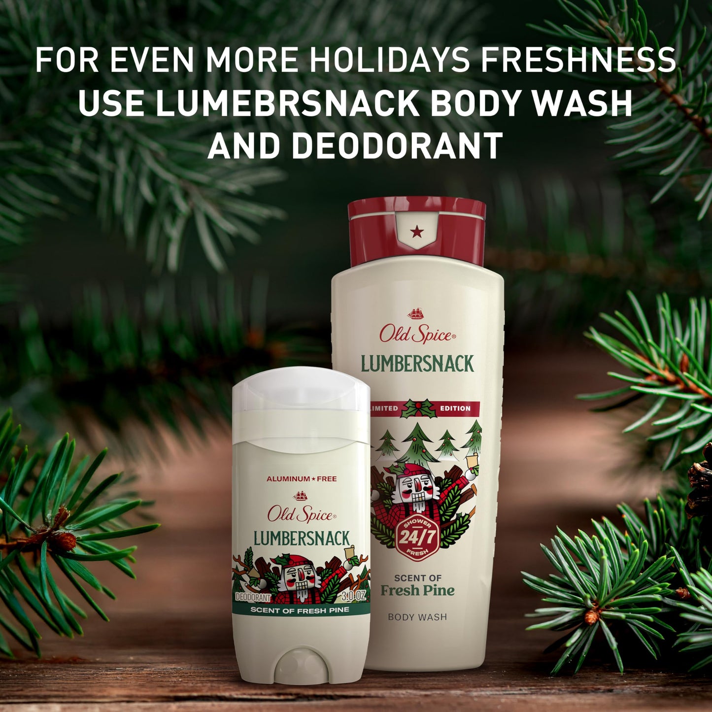 Old Spice Holidudes Body Wash for Men, 16oz – Lumbersnack Pine Scent, Rich Lather, Long-Lasting Holiday Freshness, Stocking Stuffer