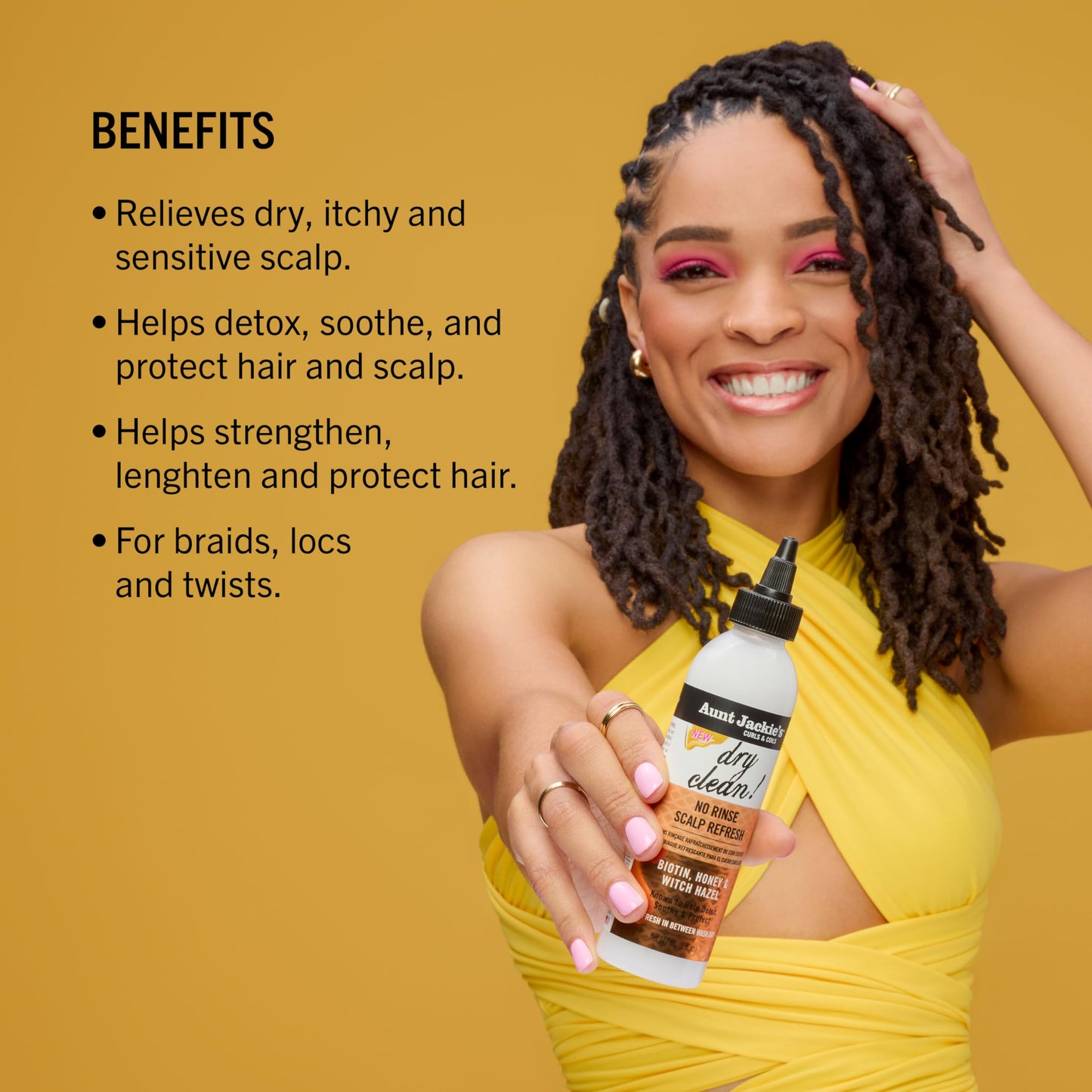 Aunt Jackie's Braid + Twist Dry Clean! No Rinse Scalp Refresh – Detox & Moisturize with Witch Hazel, Biotin, Honey & Scalposine – 6 fl oz
