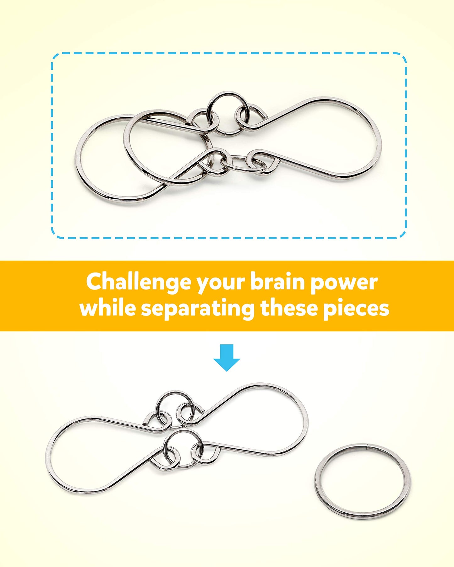 Coogam 16-Piece Metal Wire Puzzle Set with Pouch – Brain Teaser, IQ Challenge, Interlock & Chinese Ring Magic Trick Toy for Kids & Adults