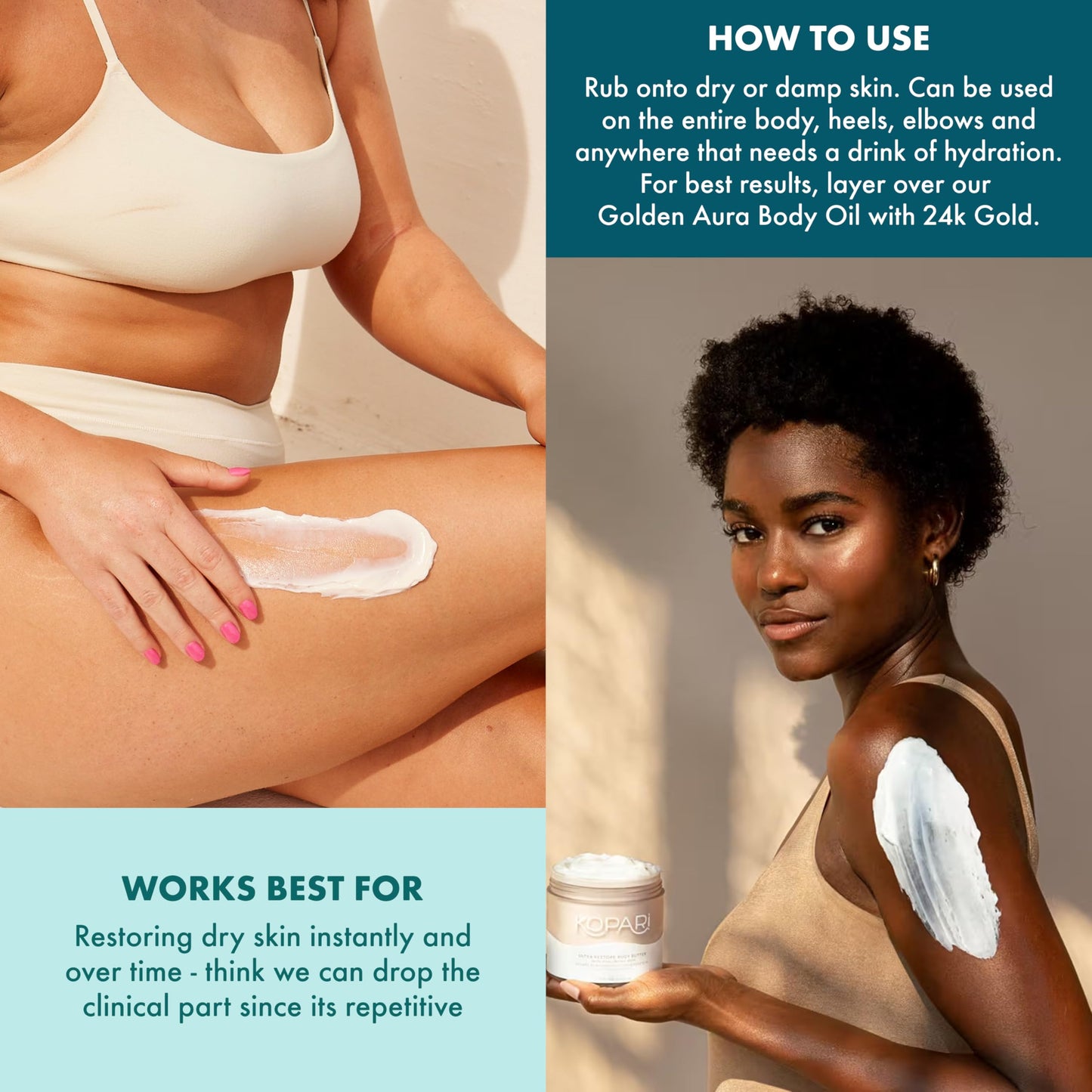 Kopari Ultra Restore Body Butter, Whipped Lightweight Formula, Hyaluronic Acid & Mango Seed Butter, Deep & Long-Lasting Moisture, Coconut 7.7 oz