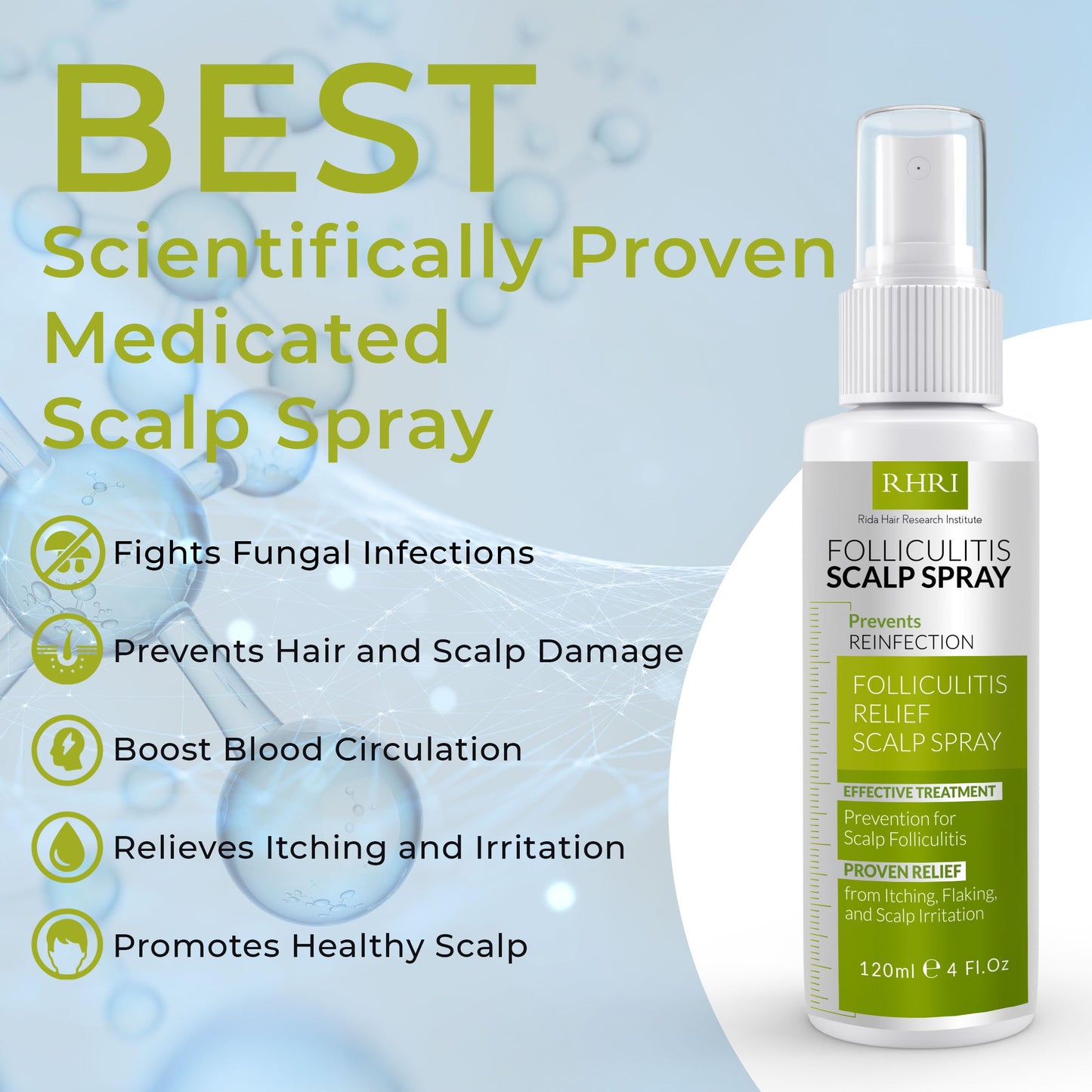 Folliculitis Scalp Spray β Antifungal, Anti-Dandruff & Anti-Itch Treatment for Dry, Irritated Scalp | Helps Soothe Psoriasis & Dandruff Flakes
