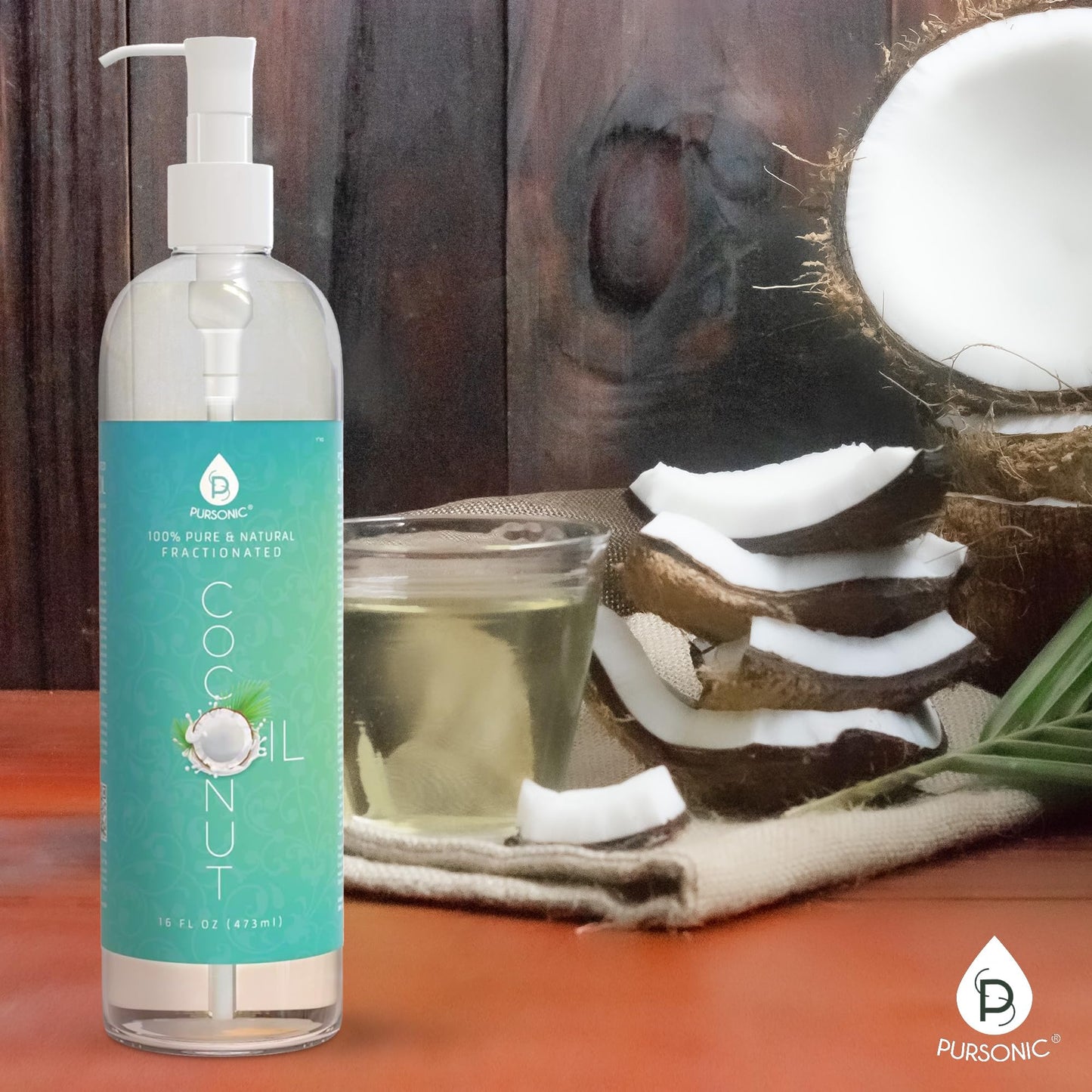 Pursonic Unscented Fractionated Coconut Oil 16oz – Multipurpose Carrier Oil for Skin, Hair, Body Massage, Makeup Removal & Aromatherapy