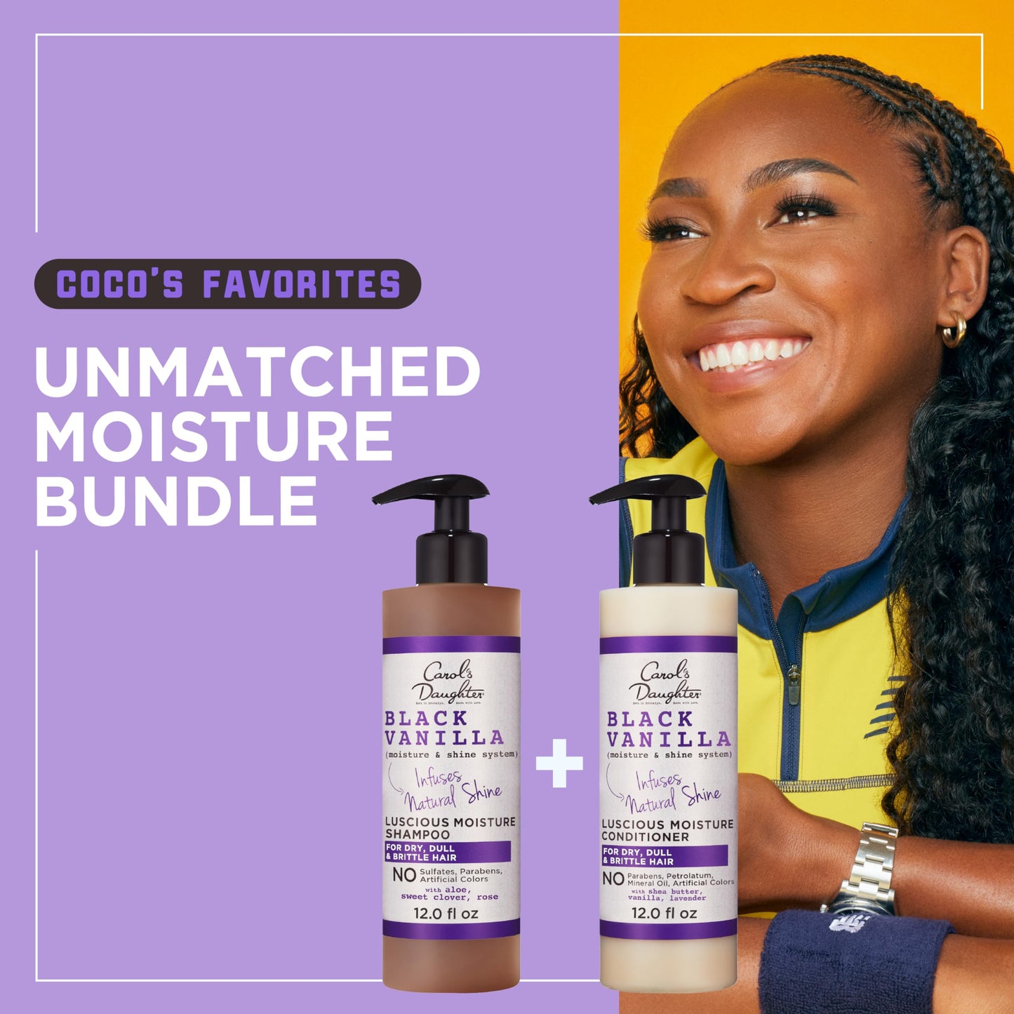 Carol's Daughter Black Vanilla Sulfate-Free Shampoo & Conditioner Set | Moisturizing Hair Care for Dry, Damaged, Curly & Natural Hair, 1 Kit