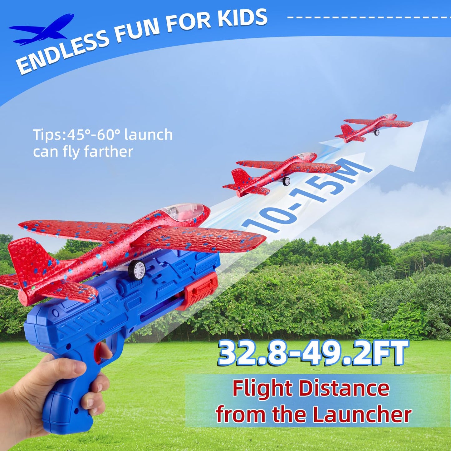 Neoot 3-Pack Airplane Launcher Toys for Kids Ages 3-12 – Glider Planes with 2 Flight Modes, Outdoor Fun & Educational Birthday Gift