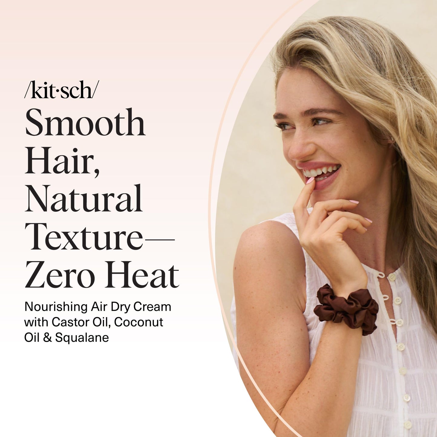 Kitsch Smoothing Air Dry Cream – Frizz Control Styling Cream with Castor & Coconut Oil – Enhances Natural Texture, 24-Hour Smooth Finish, 5 oz