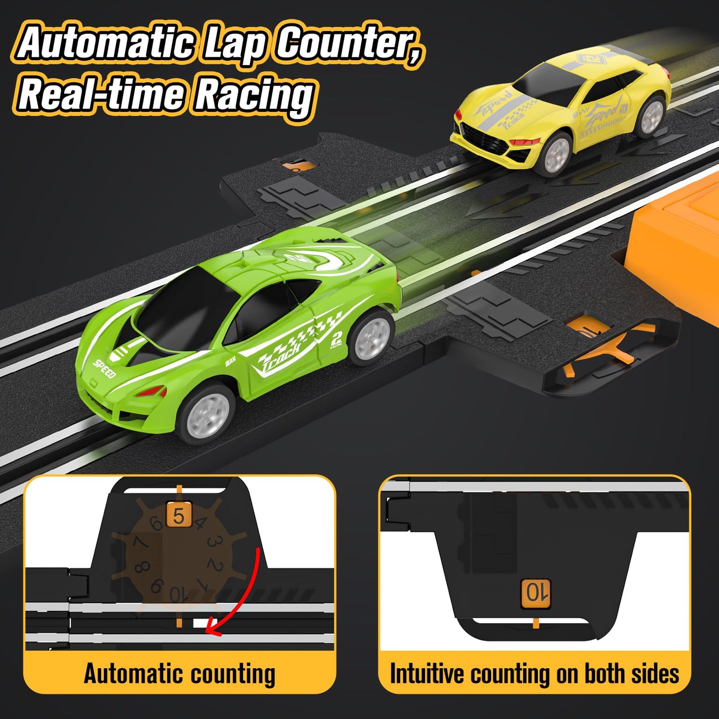 High-Speed Slot Car Race Track Set for Kids – 4 Cars, Dual Controllers, Battery/Electric Circular Overpass Track, Toys & Gifts for Boys & Girls