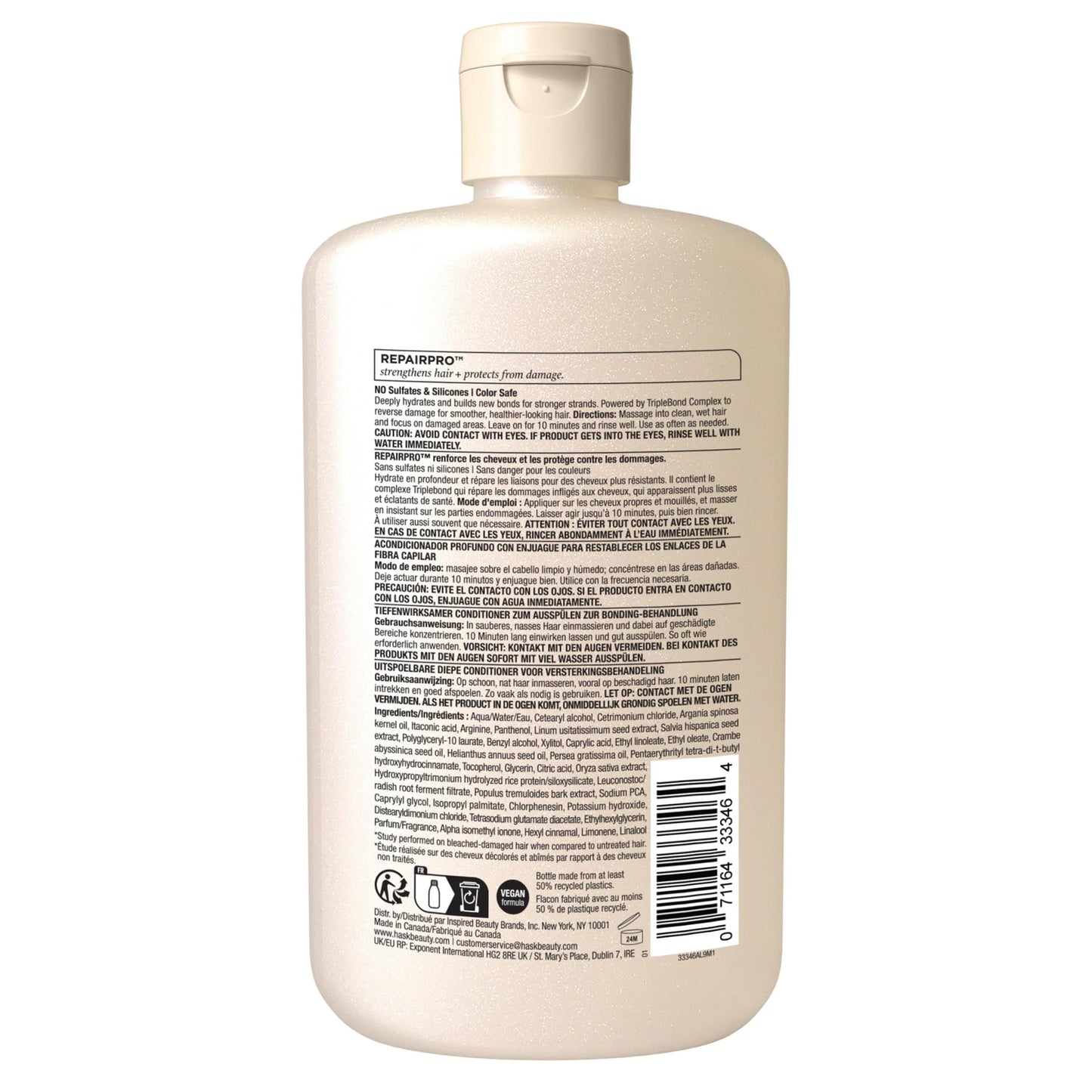 HASK Bond Building Deep Conditioner with Triple Bond Complex & Argan Oil – Repairs, Softens & Moisturizes Hair, Sulfate-Free, Color-Safe, 8 oz