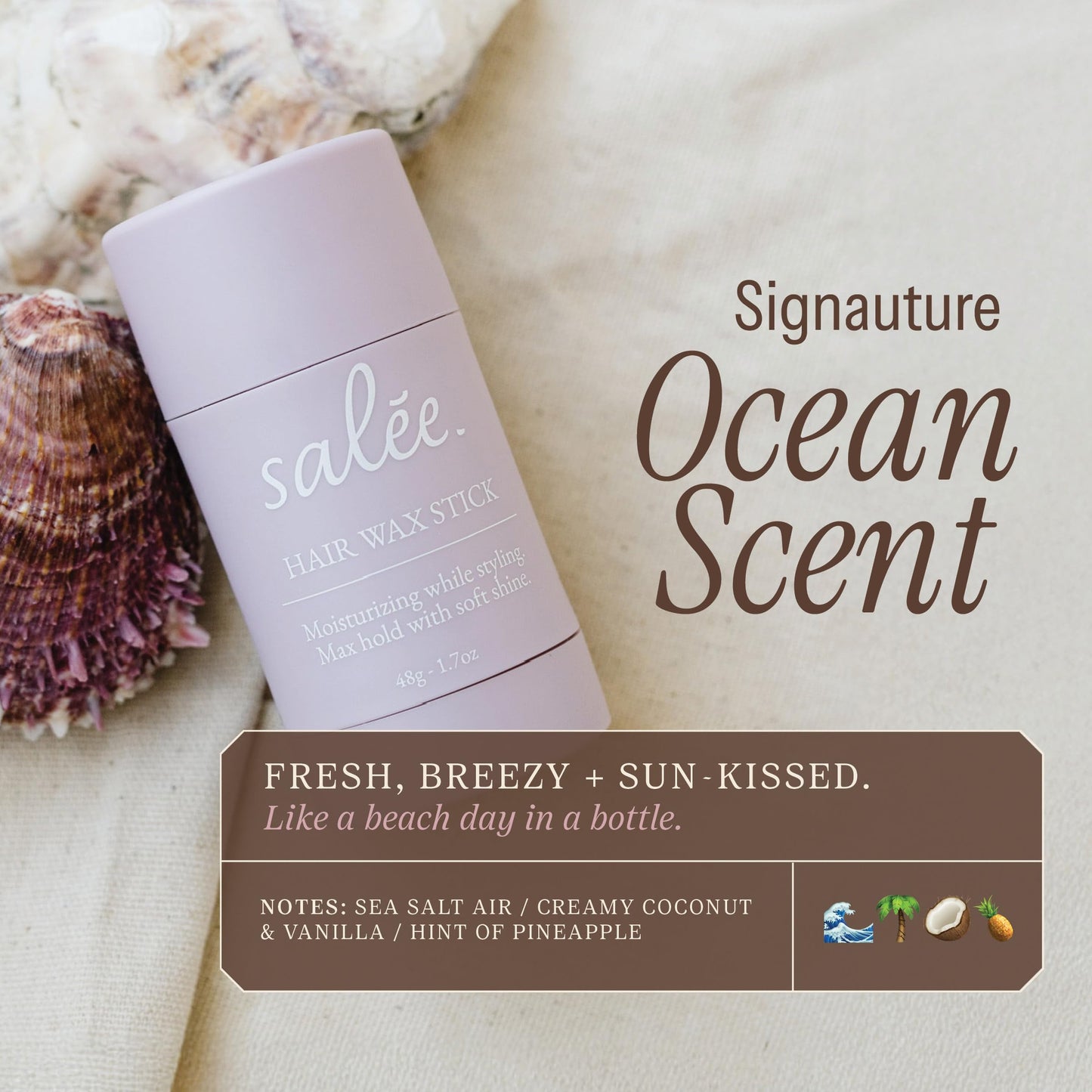 Salée Hair Wax Stick | For Slick Back Ponytails, Taming Flyaways, Frizz Tamer | Non-Toxic Clean Ingredients | Smooth Sleek Hairstyles