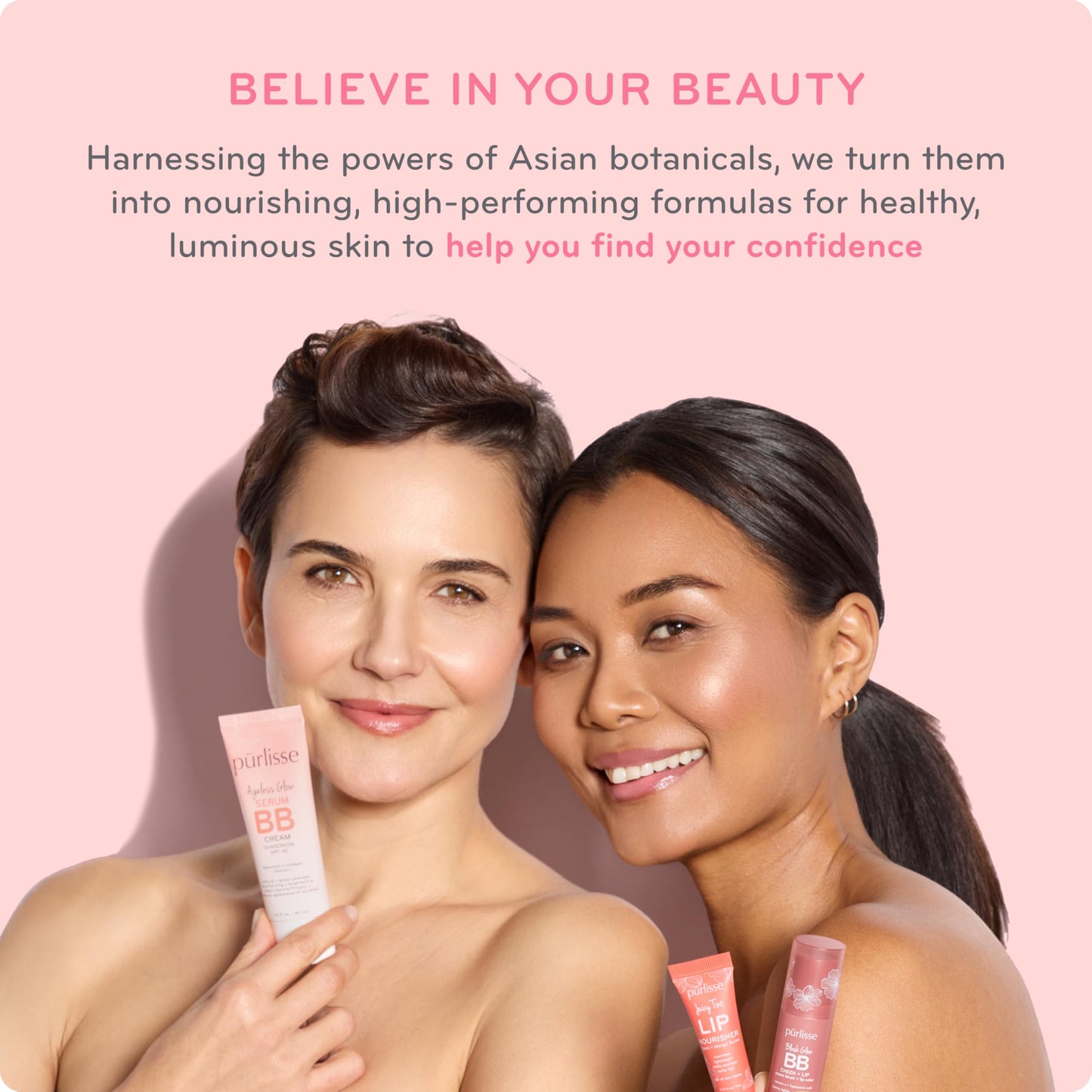 pūrlisse Ageless Glow Serum BB Cream SPF 40 – Lightweight Glow BB Cream with Bakuchiol & Vitamin C for Firm, Dewy Skin & Fewer Wrinkles – Light, 1.4 oz