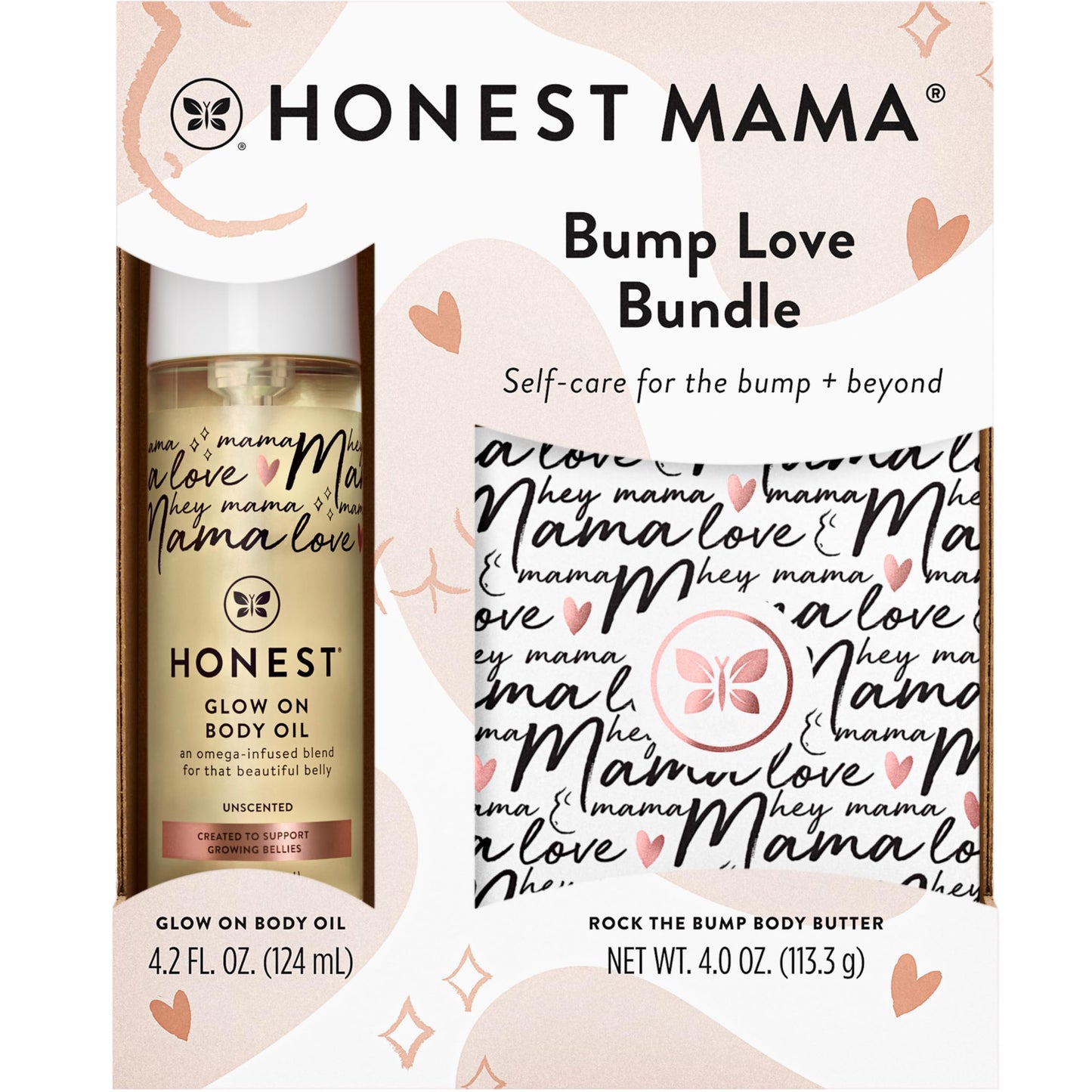 The Honest Company Honest Mama Body and Belly Bump Love Bundle Moisturizing Plant Based Oil and Stretch Mark Butter Cream