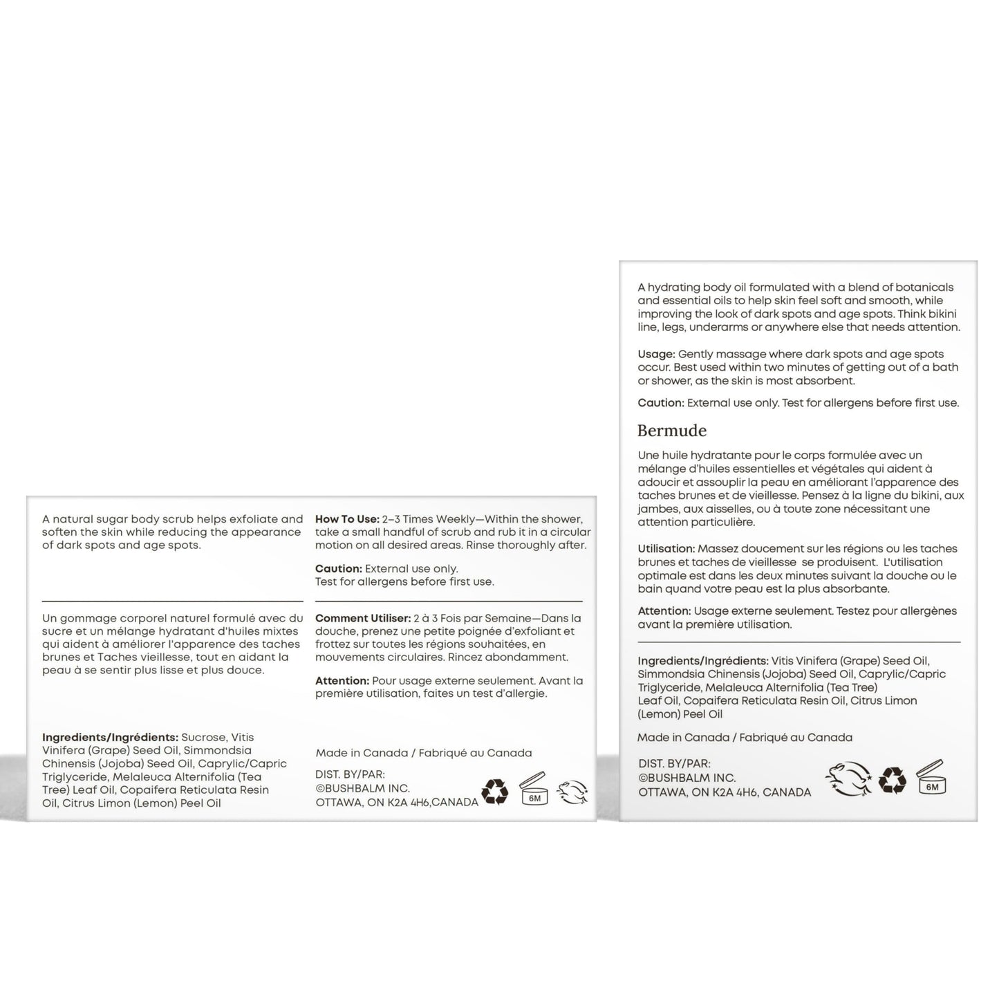 Bushbalm Dark Spots and Ingrown Hair 2 Step Routine - Rejuvenate and Nourish - Ingrown Hair Oil (30 ml) and Exfoliating Scrub (236 ml) - Bermuda