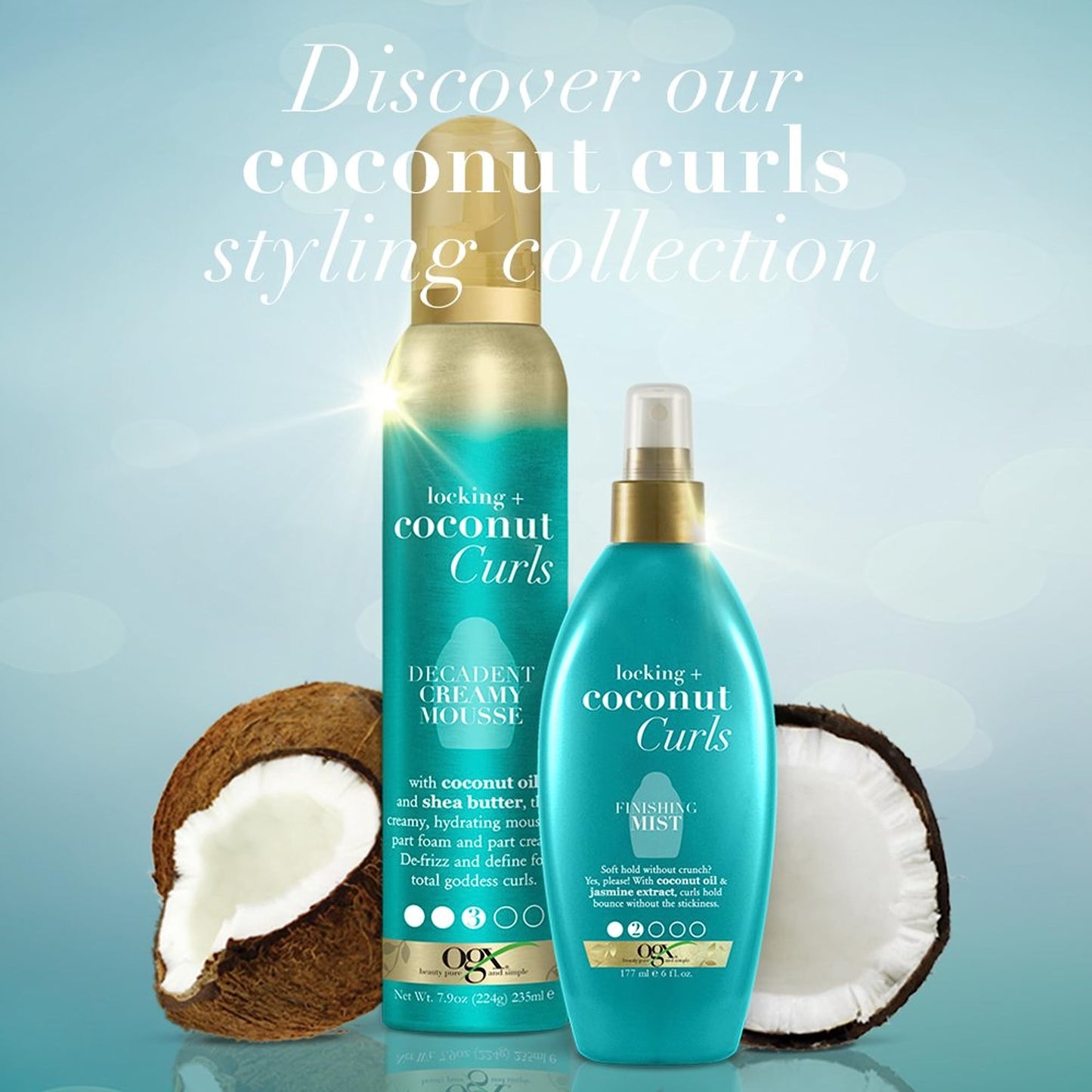 OGX Locking + Coconut Curls Decadent Creamy Mousse, 7.9 Ounce