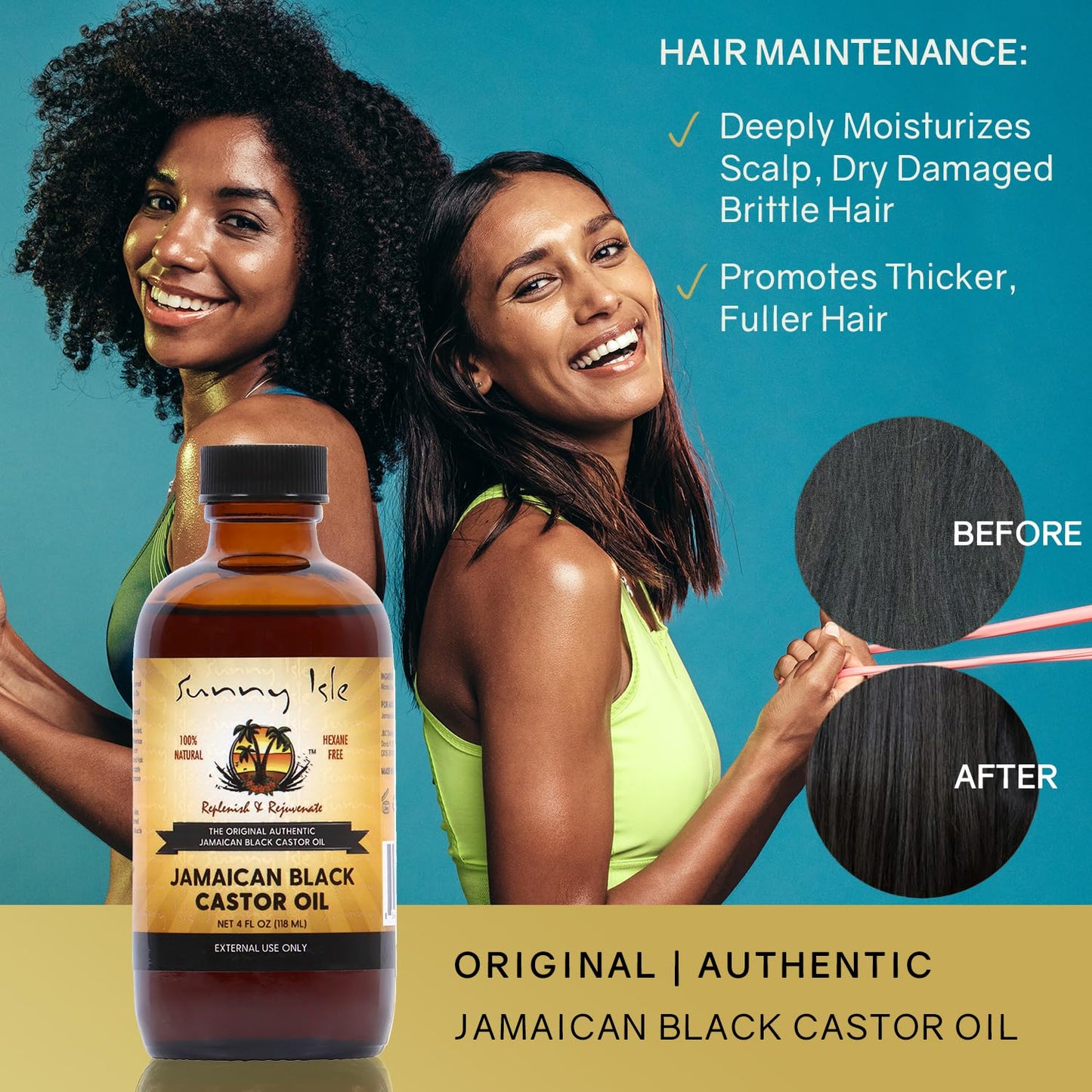 Sunny Isle Jamaican Black Castor Oil 4oz | 100% Natural for Hair, Scalp and Skin Care