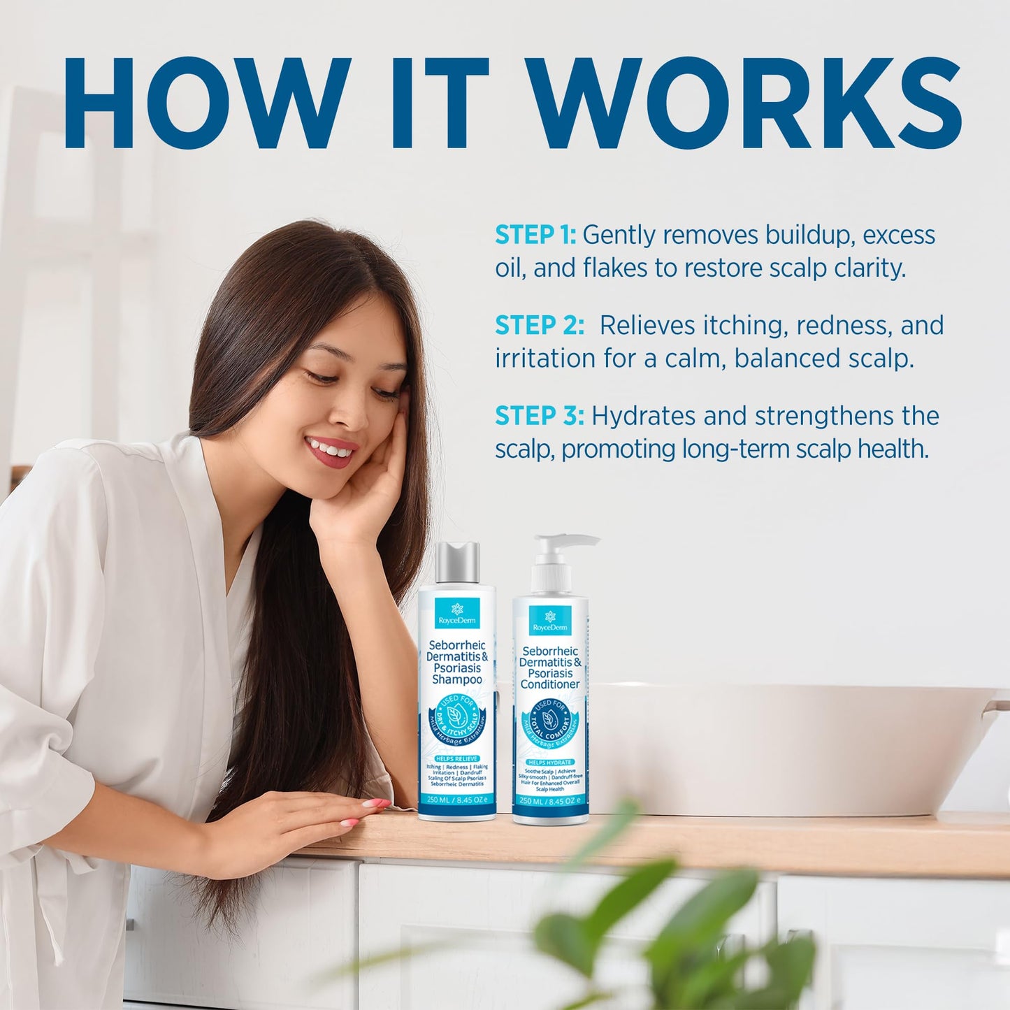 Seborrheic Dermatitis & Psoriasis Scalp Care Set – Therapeutic Shampoo, Conditioner & Cream for Itchy, Flaky, Dry Scalp Relief